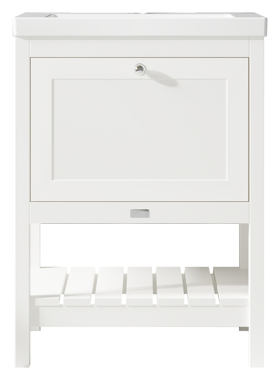 Bayswater Hartleigh Pointing White Traditional Freestanding Vanity Unit & 1 Tap Hole Modern Recessed Basin - 600mm