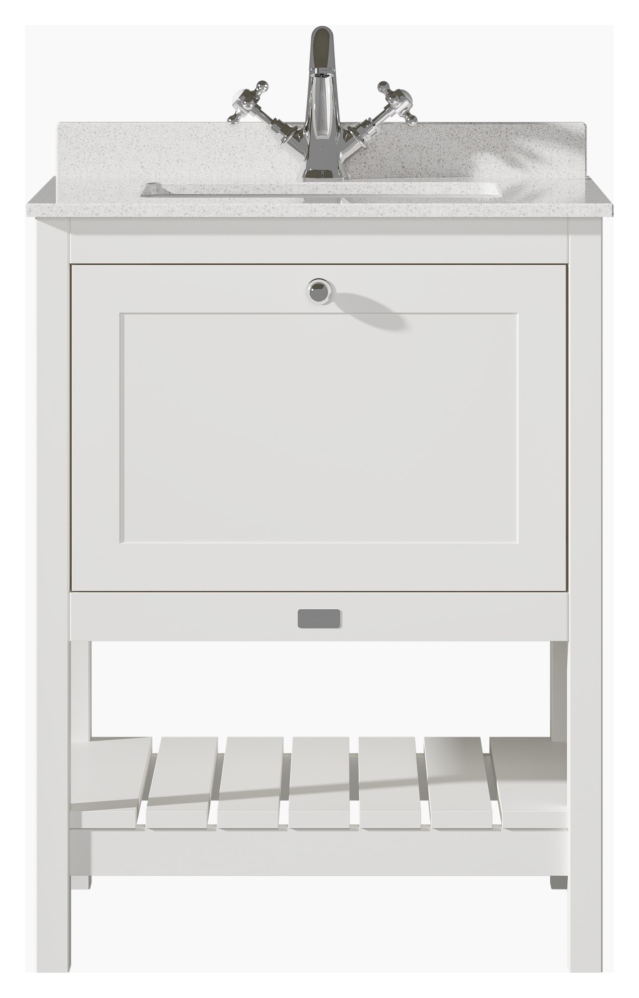 Bayswater Hartleigh Pointing White Traditional Freestanding Vanity Unit & 1 Tap Hole White Marble Top Basin - 600mm