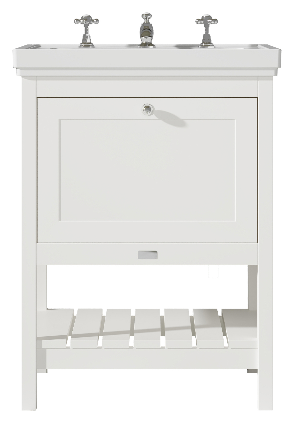 Bayswater Hartleigh Pointing White Traditional Freestanding Vanity Unit & 3 Tap Hole Traditional Recessed Basin - 600mm