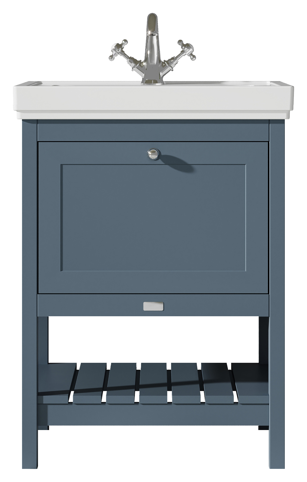 Bayswater Hartleigh Stiffkey Blue Traditional Freestanding Vanity Unit & 1 Tap Hole Traditional Recessed Basin - 600mm