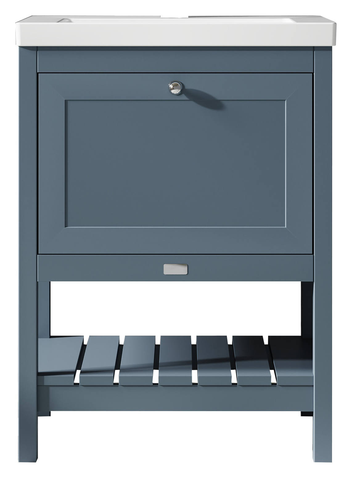Bayswater Hartleigh Stiffkey Blue Traditional Freestanding Vanity Unit & 1 Tap Hole Modern Recessed Basin - 600mm