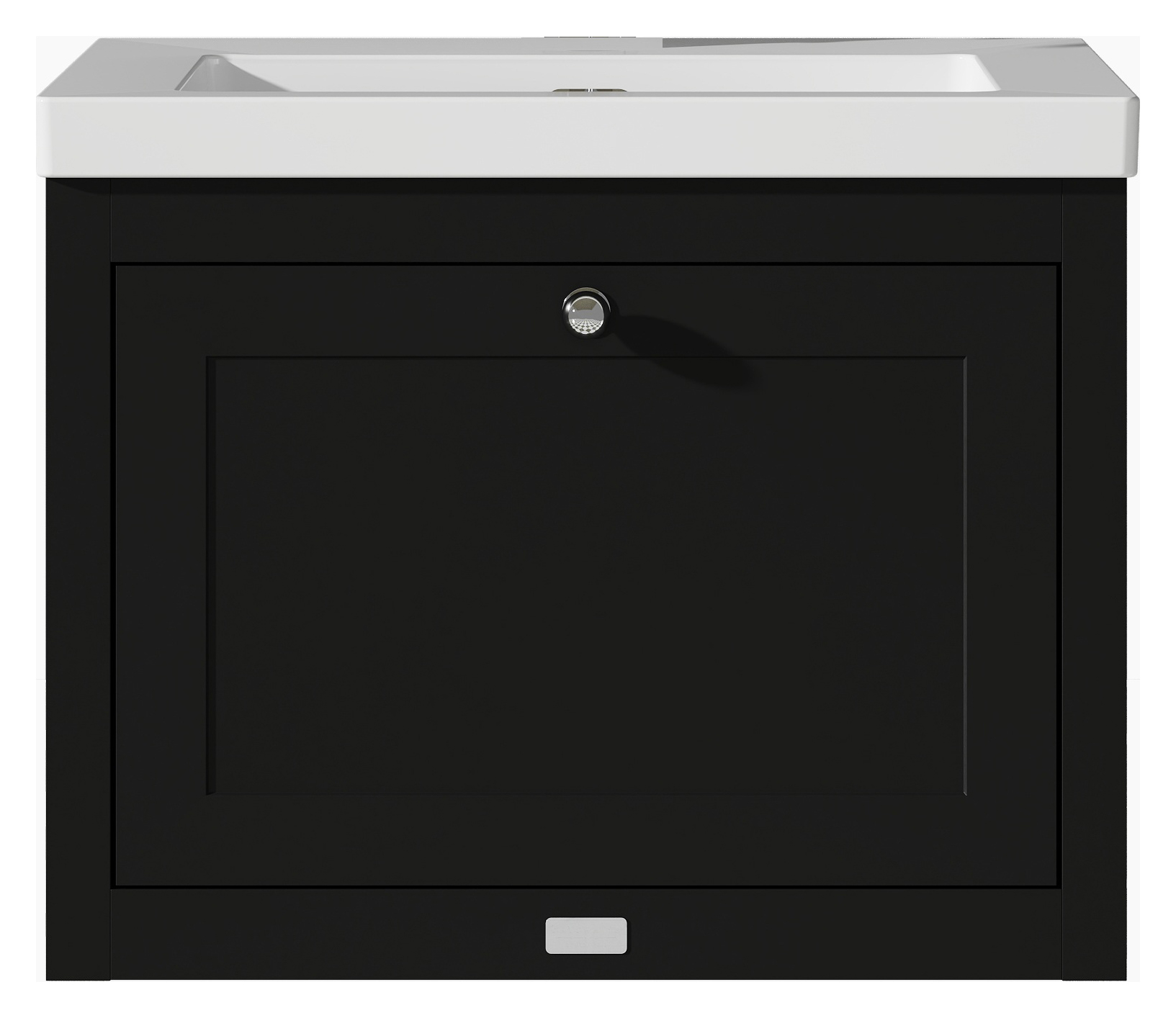 Bayswater Hartleigh Matt Black Traditional Wall Hung Vanity Unit & 1 Tap Hole Modern Recessed Basin - 600mm