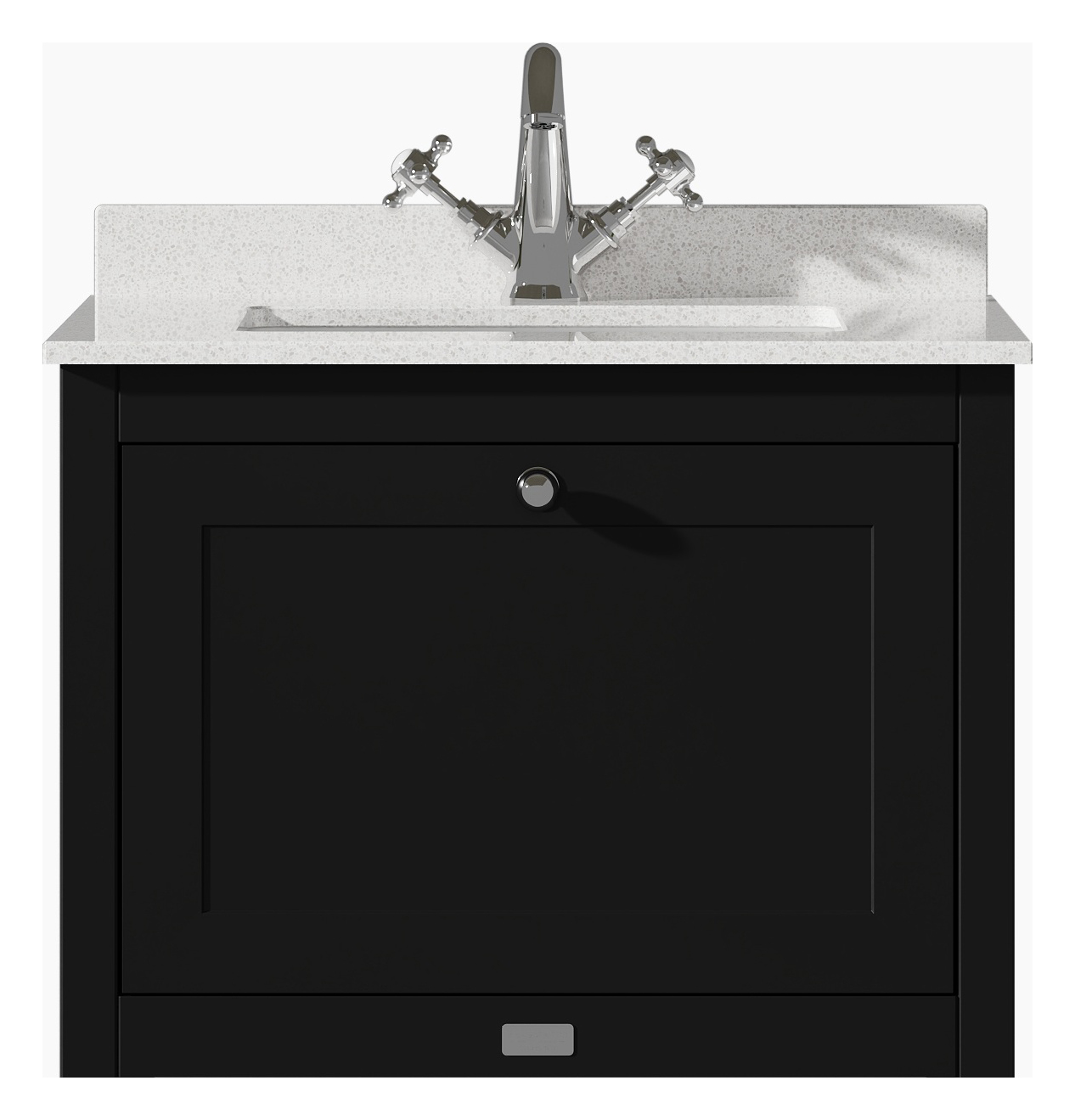 Bayswater Hartleigh Matt Black Traditional Wall Hung Vanity Unit & 1 Tap Hole White Marble Top Basin - 600mm