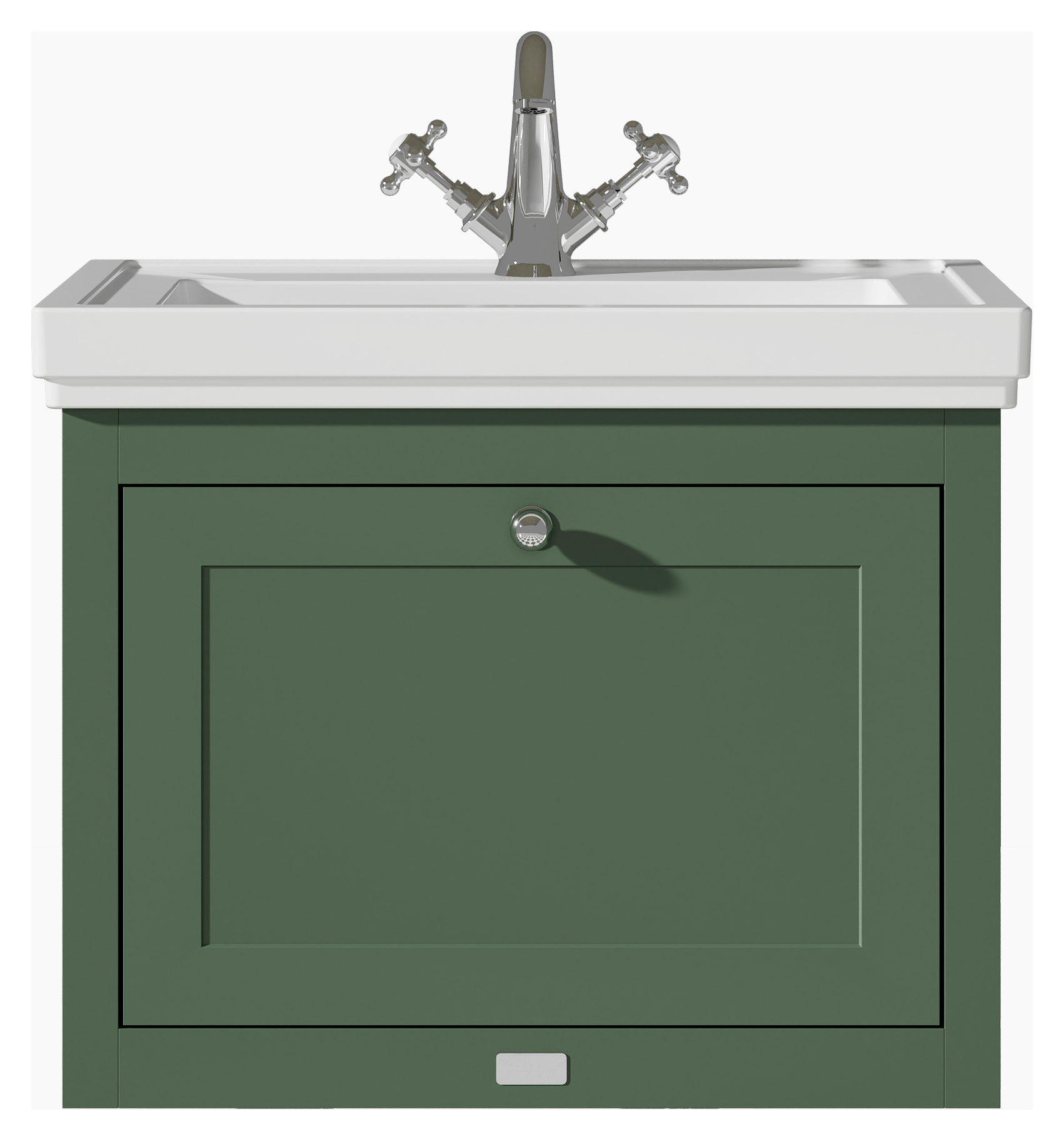 Bayswater Hartleigh Hunter Green Traditional Wall Hung Vanity Unit & 1 Tap Hole Traditional Recessed Basin - 600mm