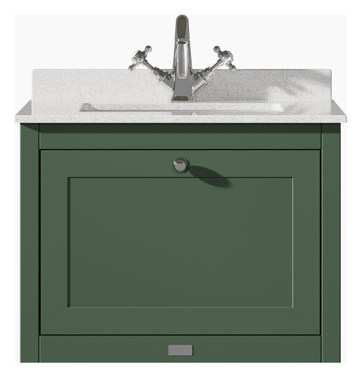 Bayswater Hartleigh Hunter Green Traditional Wall Hung Vanity Unit & 1 Tap Hole White Marble Top Basin - 600mm