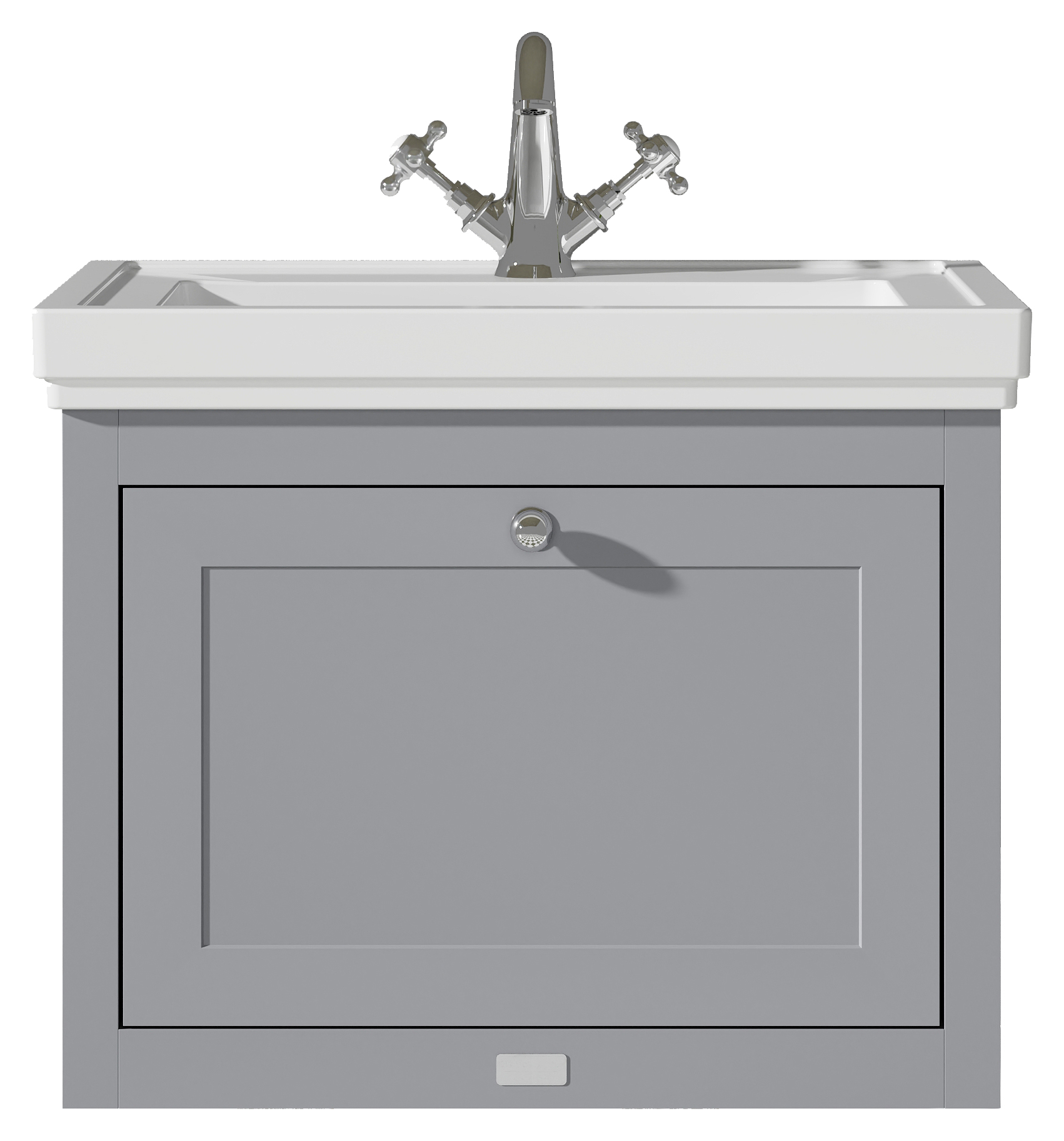 Bayswater Hartleigh Plummett Grey Traditional Wall Hung Vanity Unit & 1 Tap Hole Traditional Recessed Basin - 600mm
