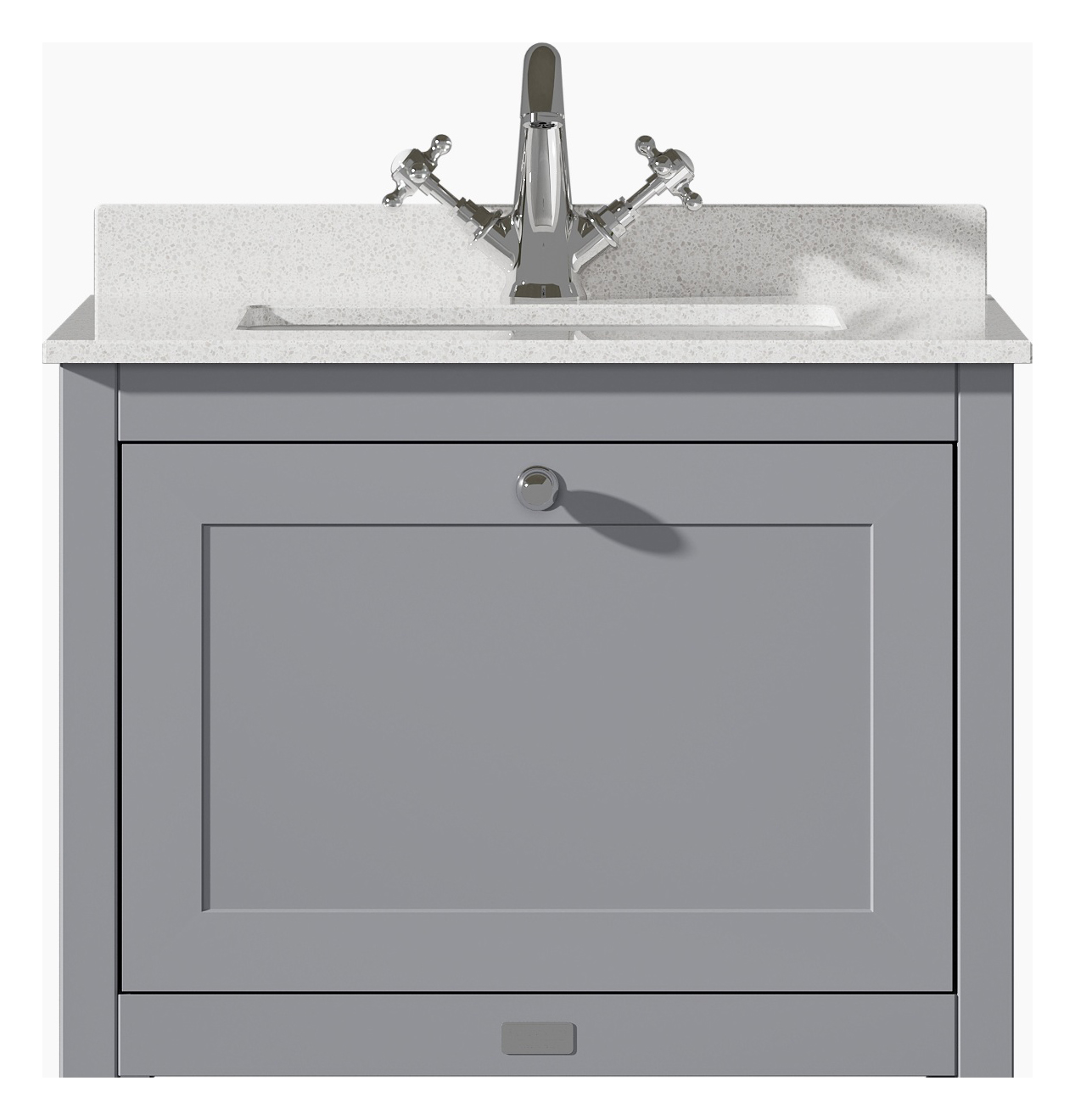 Bayswater Hartleigh Plummett Grey Traditional Wall Hung Vanity Unit & 1 Tap Hole White Marble Top Basin - 600mm
