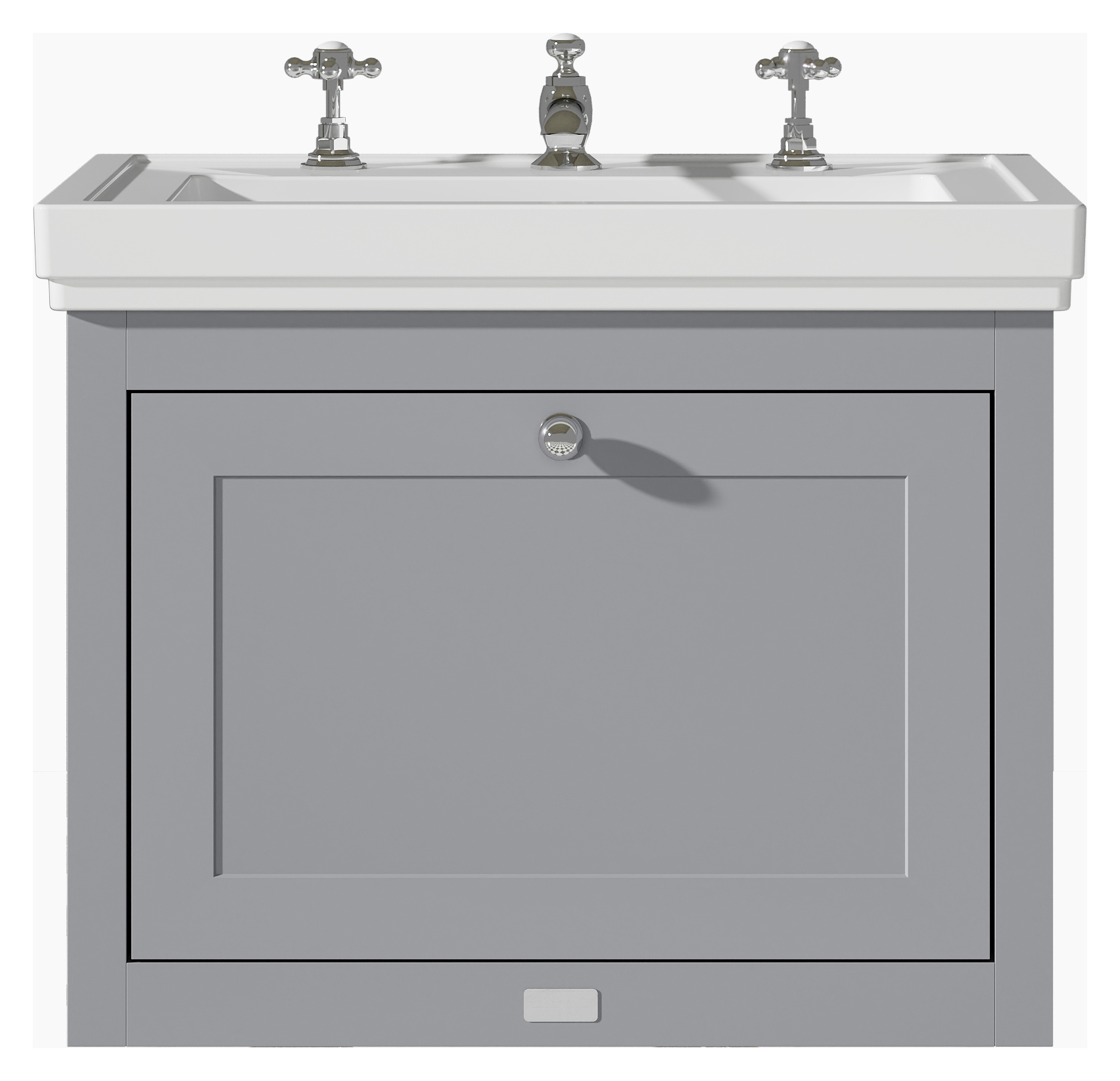 Bayswater Hartleigh Plummett Grey Traditional Wall Hung Vanity Unit & 3 Tap Hole Traditional Recessed Basin - 600mm