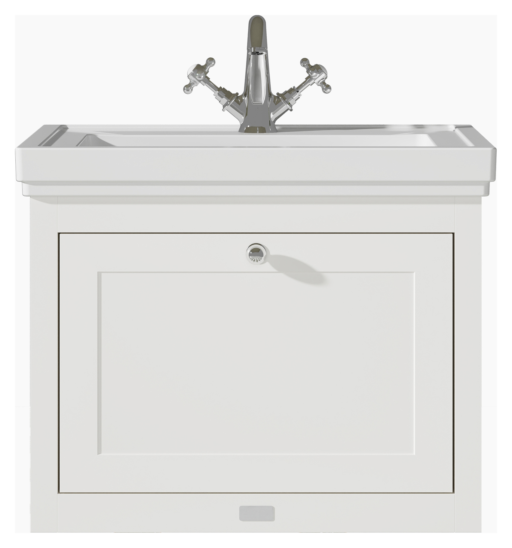 Bayswater Hartleigh Pointing White Traditional Wall Hung Vanity Unit & 1 Tap Hole Traditional Recessed Basin - 600mm