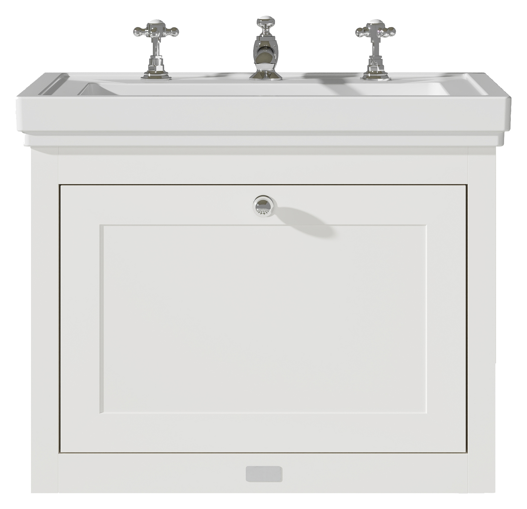 Bayswater Hartleigh Pointing White Traditional Wall Hung Vanity Unit & 3 Tap Hole Traditional Recessed Basin - 600mm