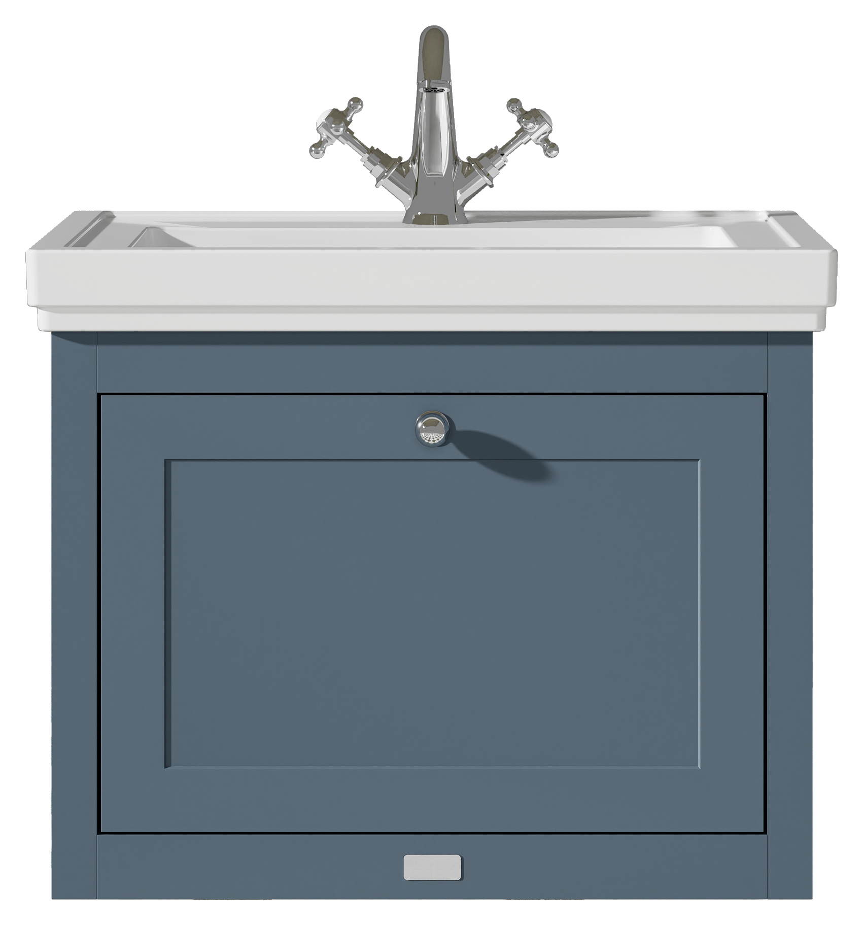 Bayswater Hartleigh Stiffkey Blue Traditional Wall Hung Vanity Unit & 1 Tap Hole Traditional Recessed Basin - 600mm