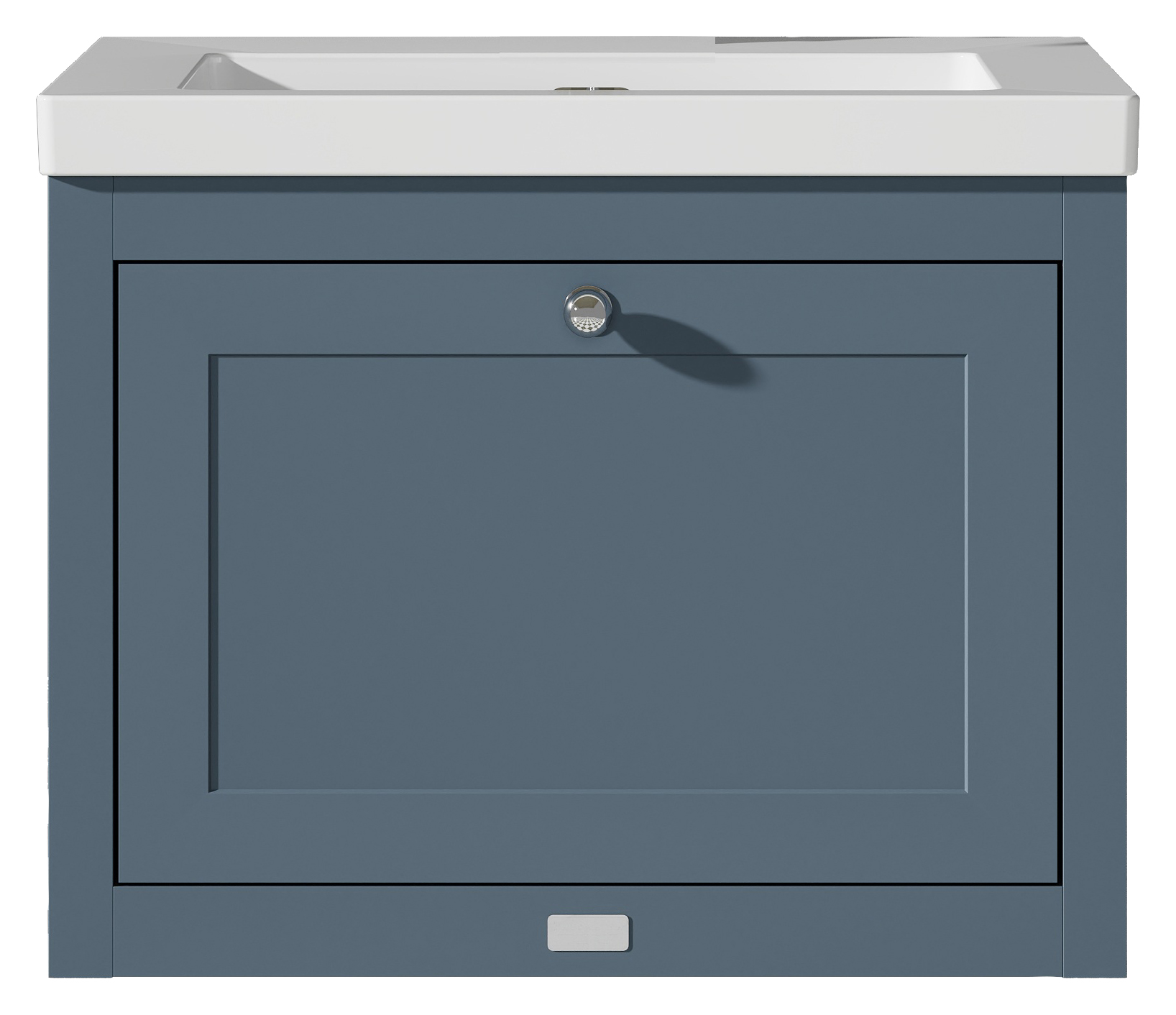 Bayswater Hartleigh Stiffkey Blue Traditional Wall Hung Vanity Unit & 1 Tap Hole Modern Recessed Basin - 600mm