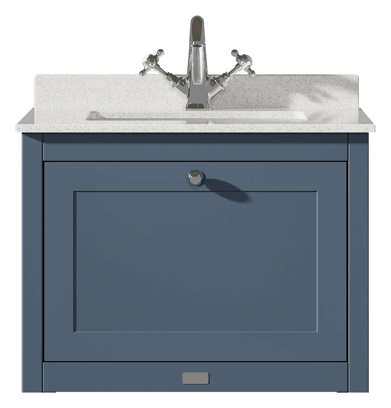 Bayswater Hartleigh Stiffkey Blue Traditional Wall Hung Vanity Unit & 1 Tap Hole White Marble Top Basin - 600mm