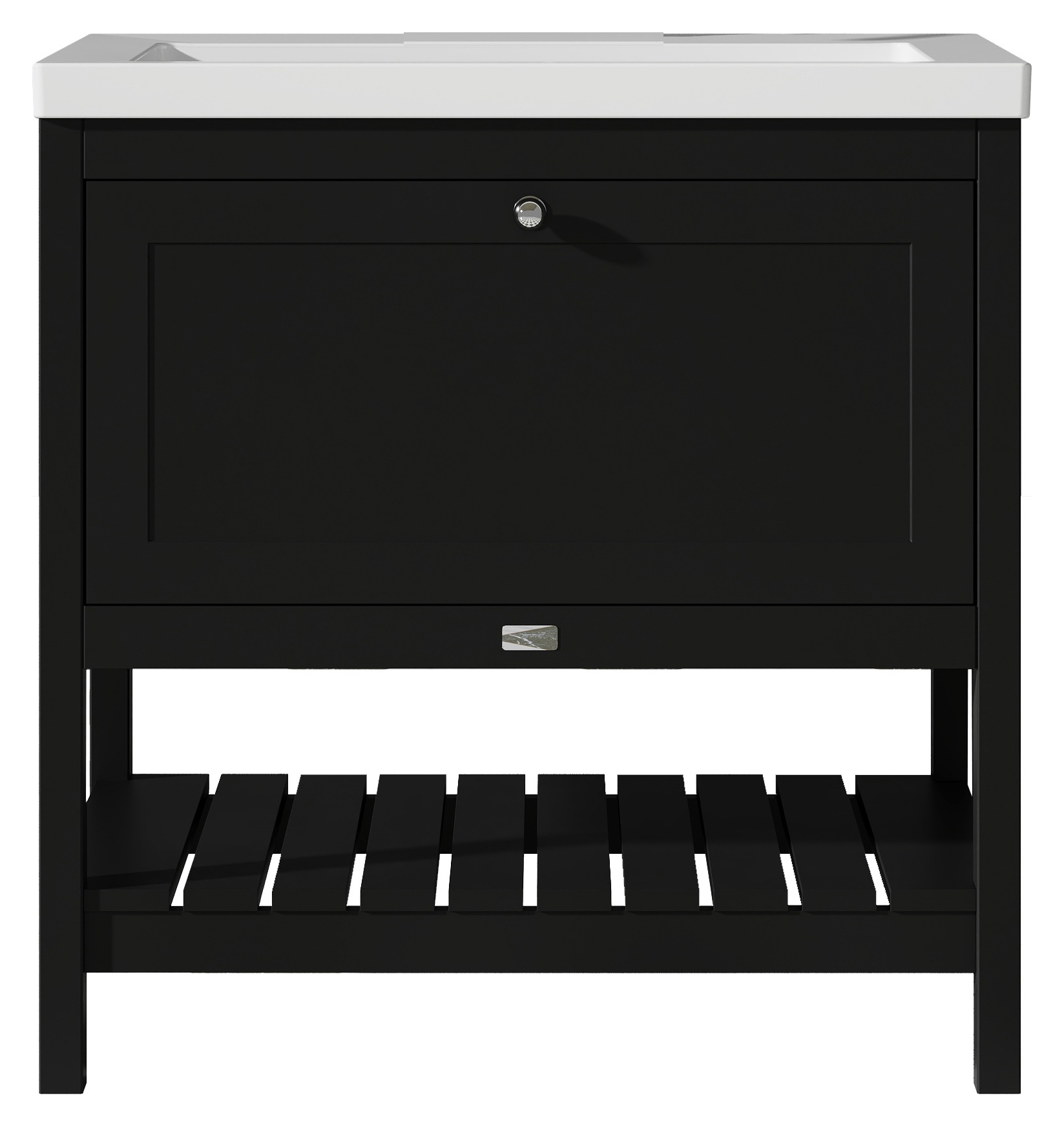 Bayswater Hartleigh Matt Black Traditional Freestanding Vanity Unit & 1 Tap Hole Modern Recessed Basin - 800mm