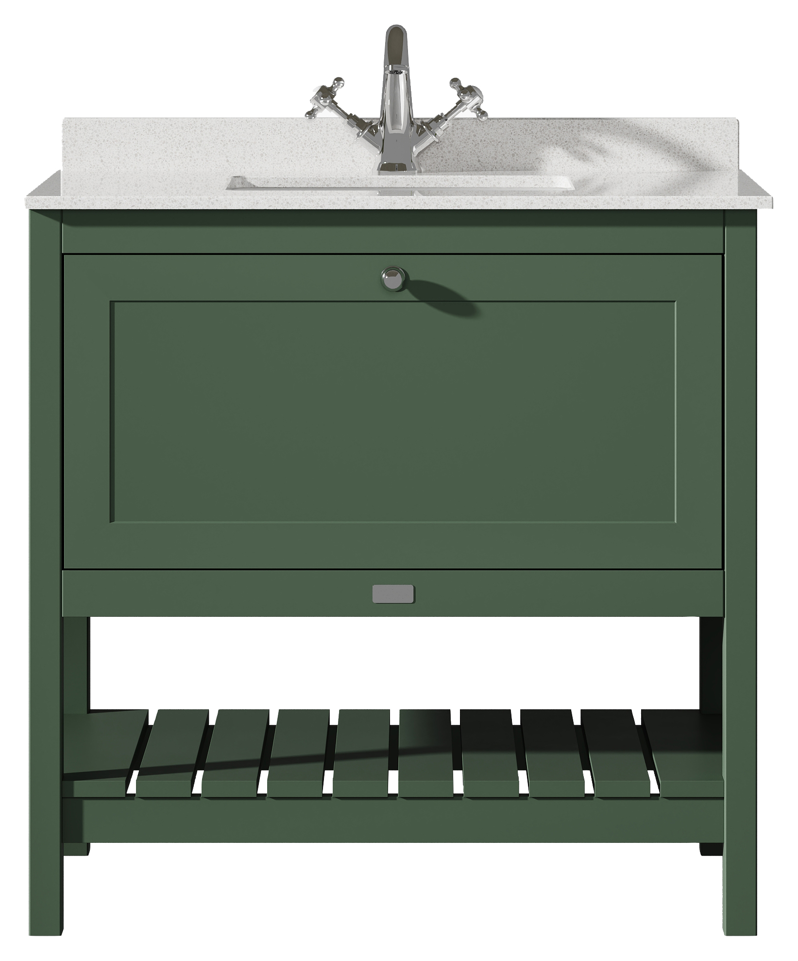 Bayswater Hartleigh Hunter Green Traditional Freestanding Vanity Unit & 1 Tap Hole White Marble Top Basin - 800mm