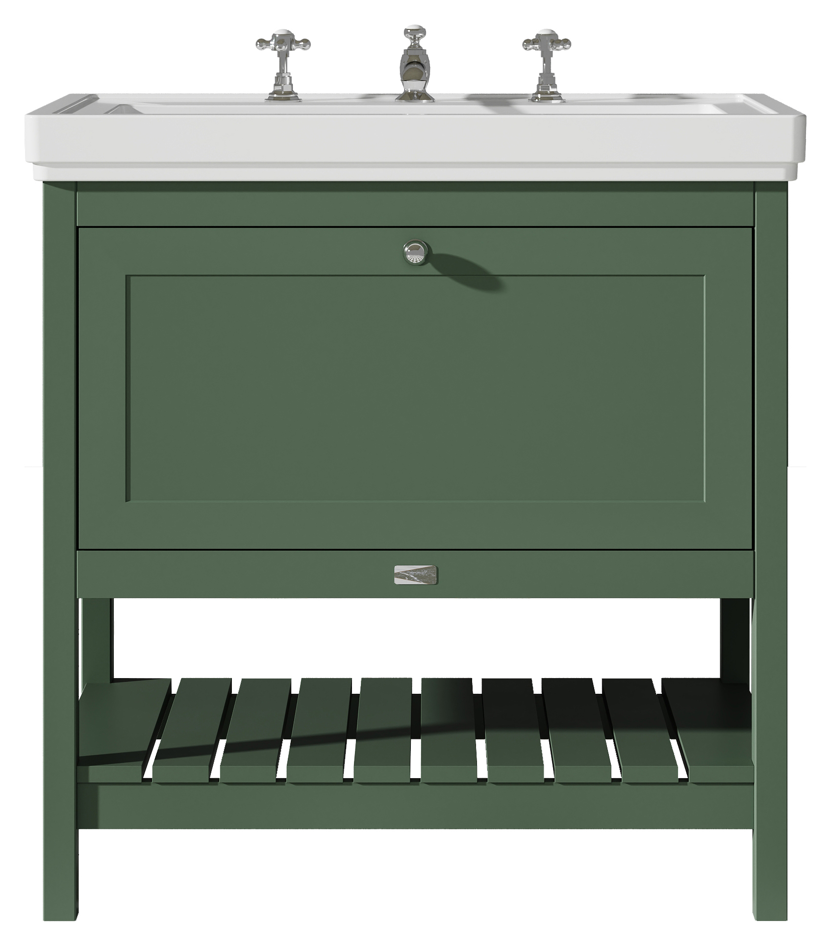 Bayswater Hartleigh Hunter Green Traditional Freestanding Vanity Unit & 3 Tap Hole Traditional Recessed Basin - 800mm