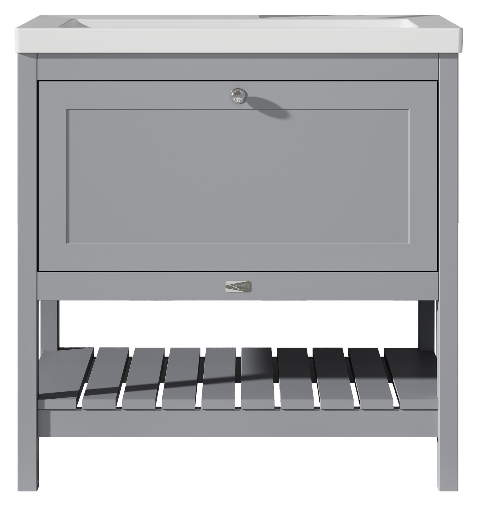 Bayswater Hartleigh Plummett Grey Traditional Freestanding Vanity Unit & 1 Tap Hole Modern Recessed Basin - 800mm