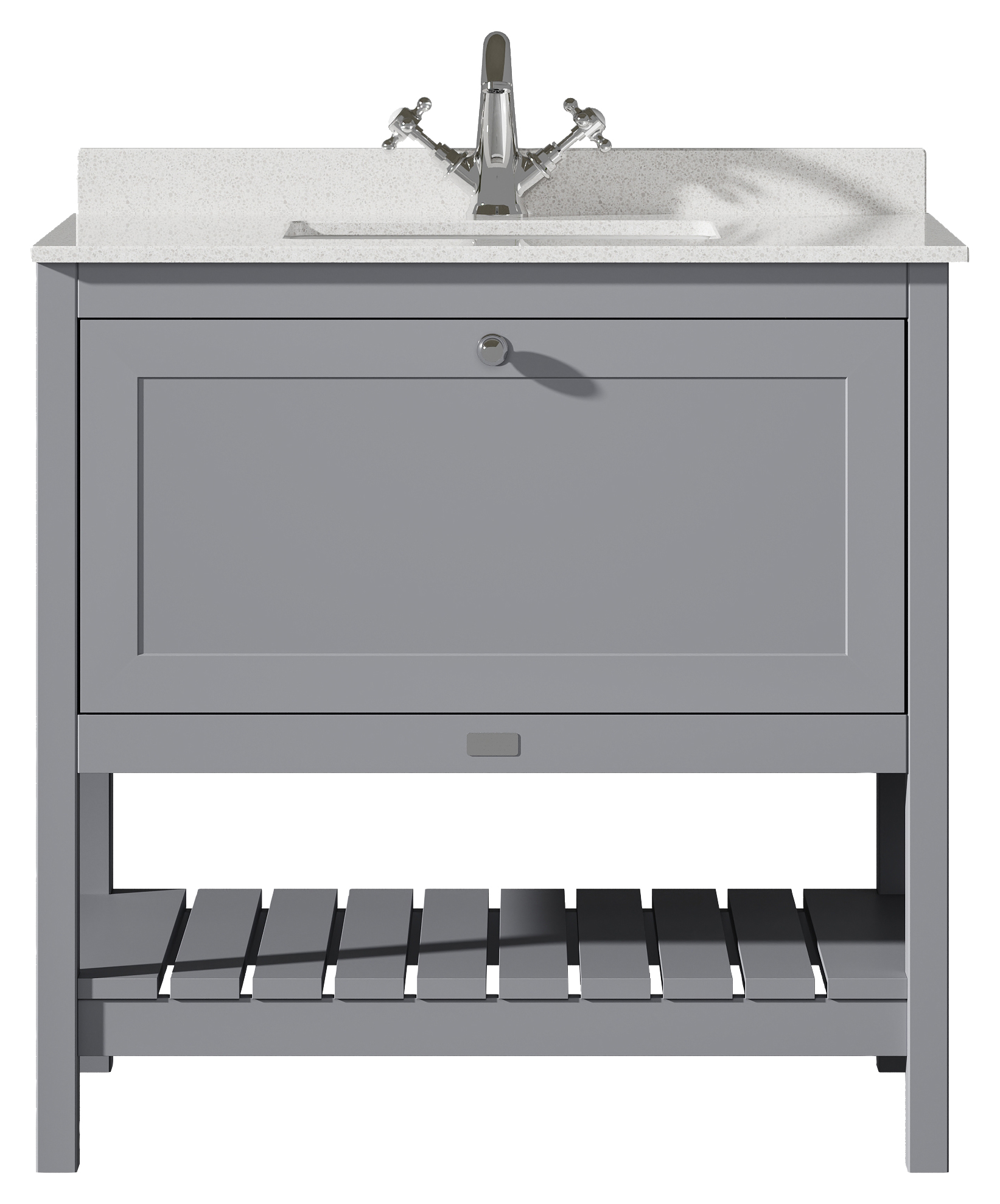 Bayswater Hartleigh Plummett Grey Traditional Freestanding Vanity Unit & 1 Tap Hole White Marble Top Basin - 800mm