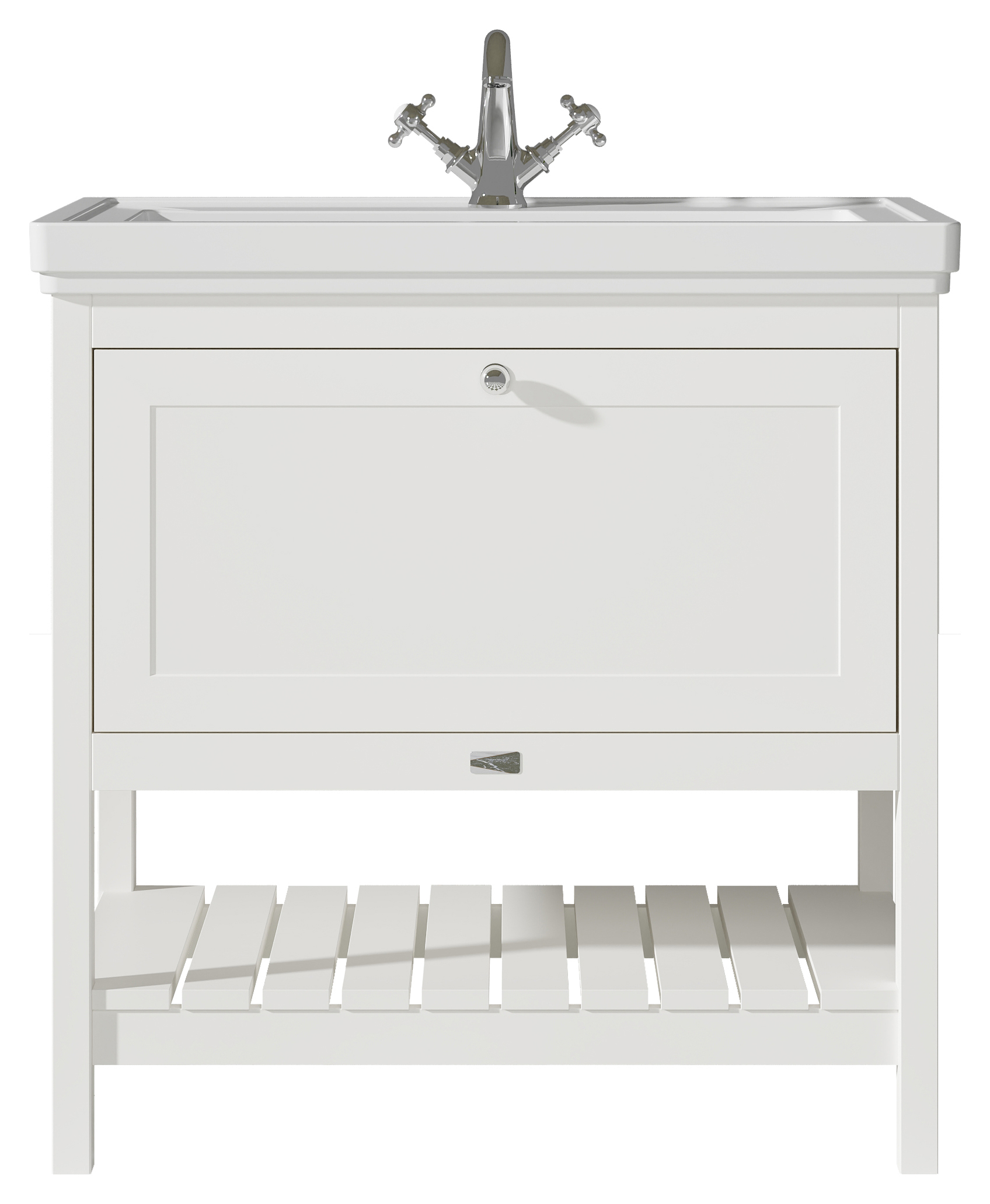 Bayswater Hartleigh Pointing White Traditional Freestanding Vanity Unit & 1 Tap Hole Traditional Recessed Basin - 800mm