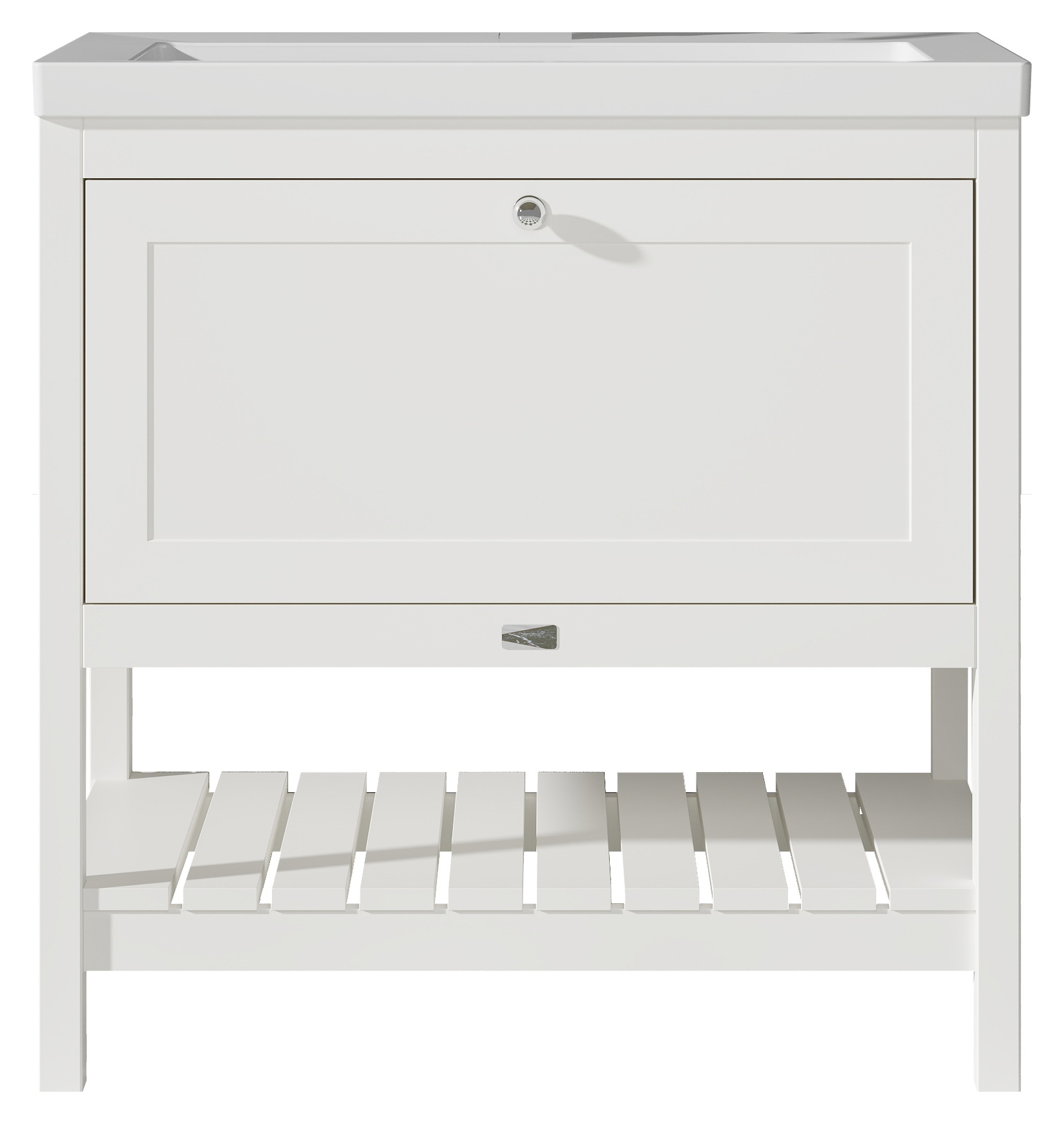 Bayswater Hartleigh Pointing White Traditional Freestanding Vanity Unit & 1 Tap Hole Modern Recessed Basin - 800mm