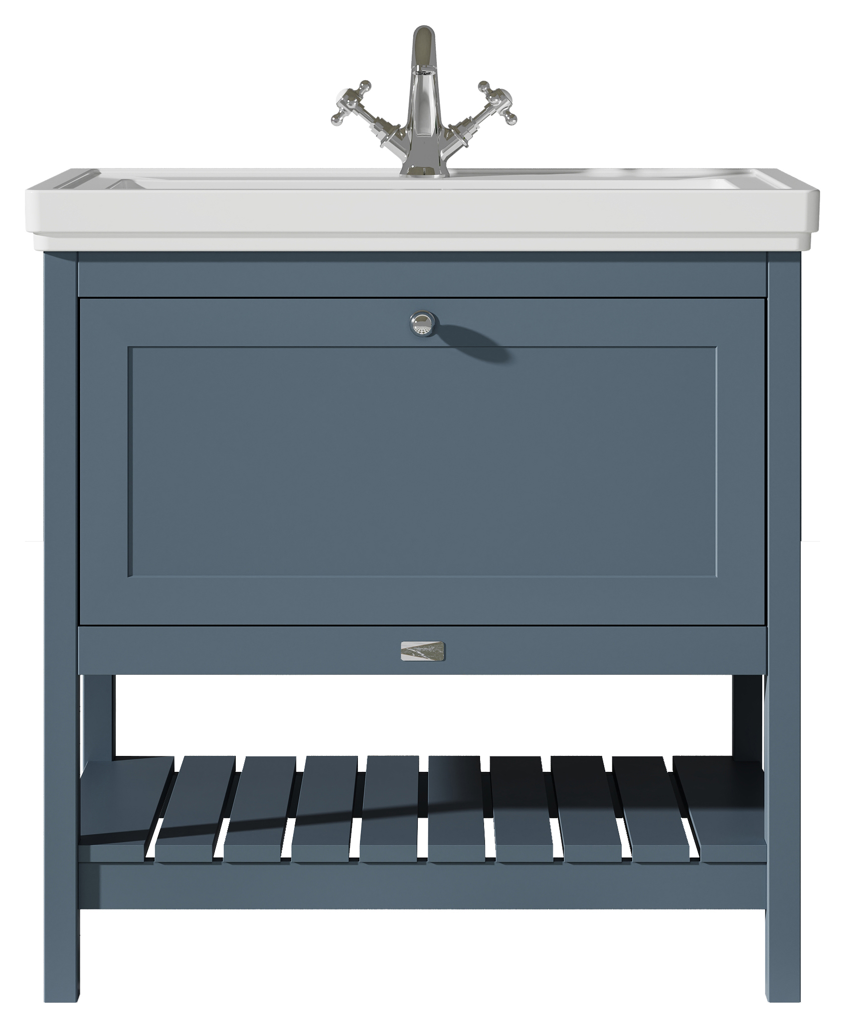 Bayswater Hartleigh Stiffkey Blue Traditional Freestanding Vanity Unit & 1 Tap Hole Traditional Recessed Basin - 800mm