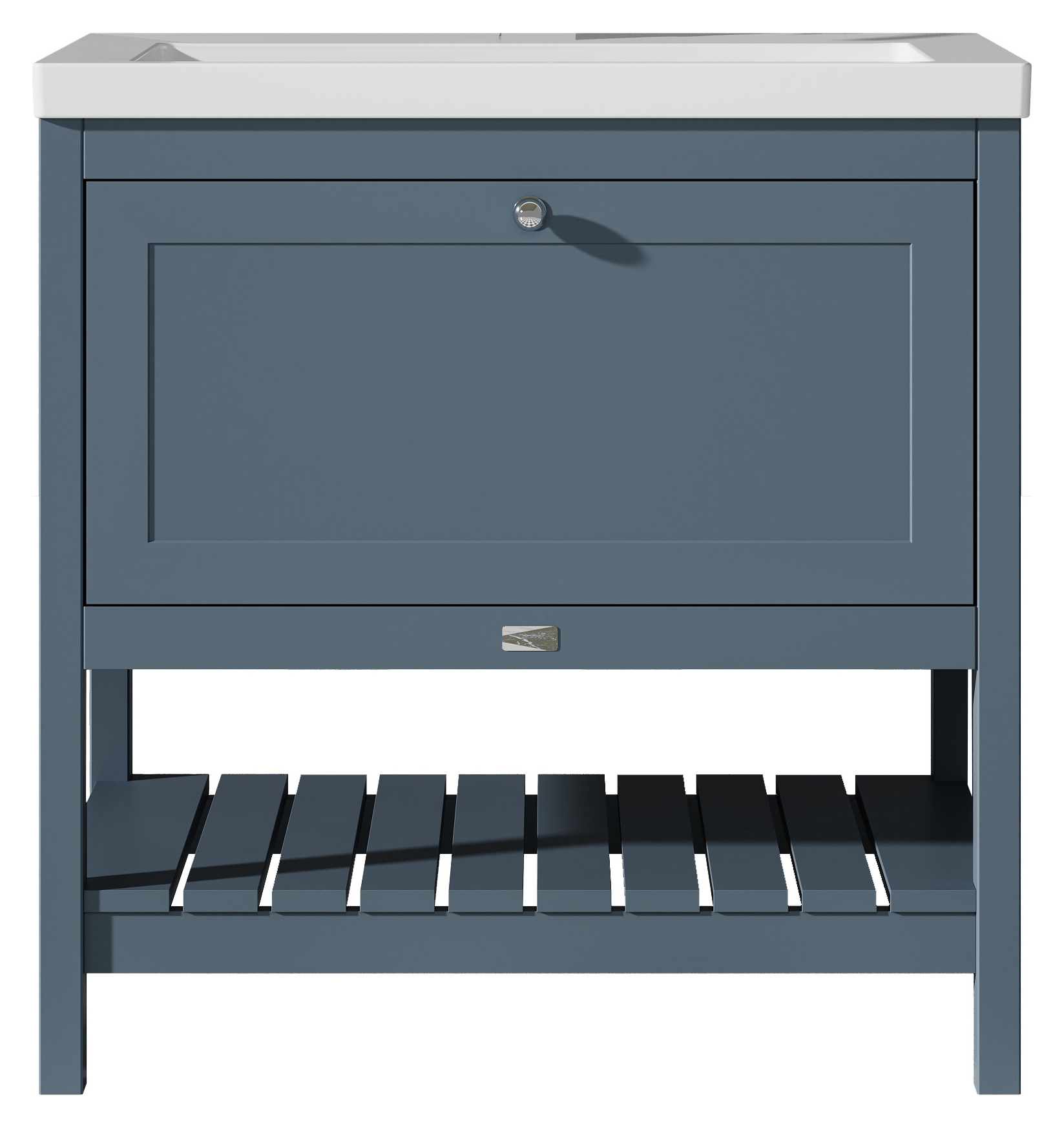 Bayswater Hartleigh Stiffkey Blue Traditional Freestanding Vanity Unit & 1 Tap Hole Modern Recessed Basin - 800mm