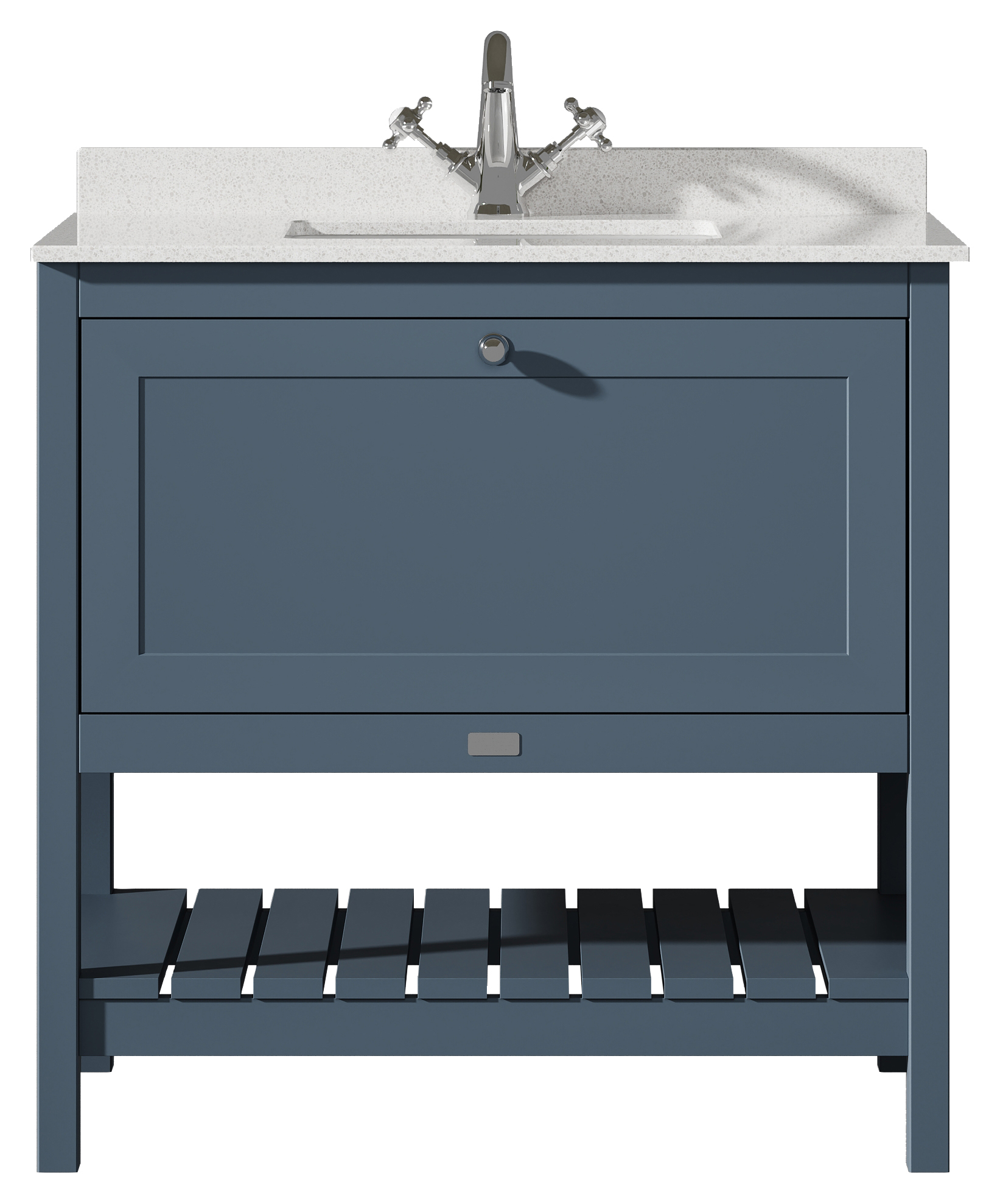 Bayswater Hartleigh Stiffkey Blue Traditional Freestanding Vanity Unit & 1 Tap Hole White Marble Top Basin - 800mm
