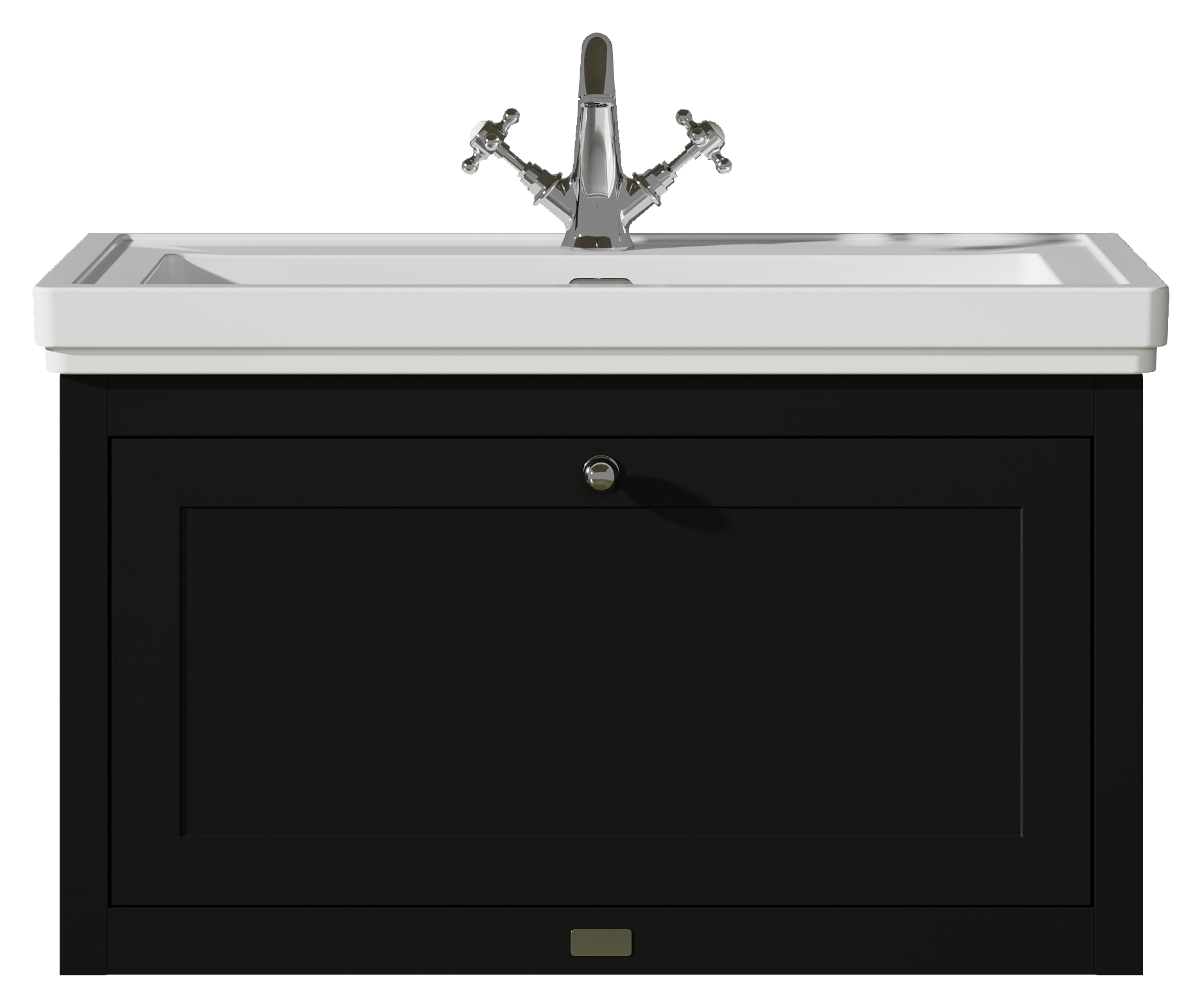 Bayswater Hartleigh Matt Black Traditional Wall Hung Vanity Unit & 1 Tap Hole Traditional Recessed Basin - 800mm