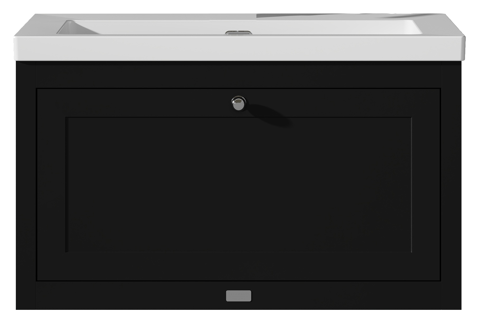 Bayswater Hartleigh Matt Black Traditional Wall Hung Vanity Unit & 1 Tap Hole Modern Recessed Basin - 800mm