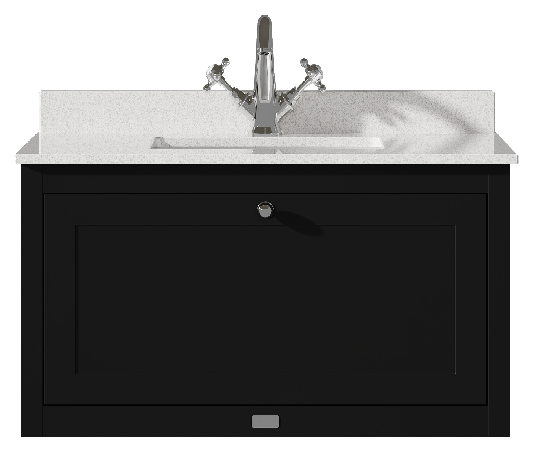 Bayswater Hartleigh Matt Black Traditional Wall Hung Vanity Unit & 1 Tap Hole White Marble Top Basin - 800mm