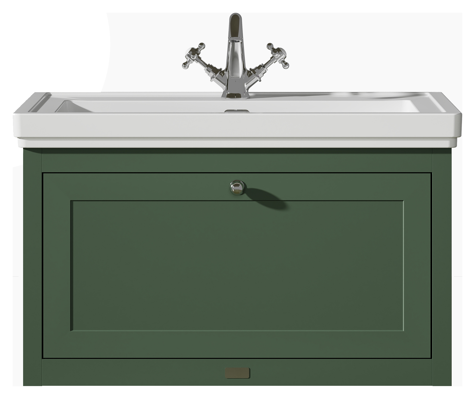 Bayswater Hartleigh Hunter Green Traditional Wall Hung Vanity Unit & 1 Tap Hole Traditional Recessed Basin - 800mm