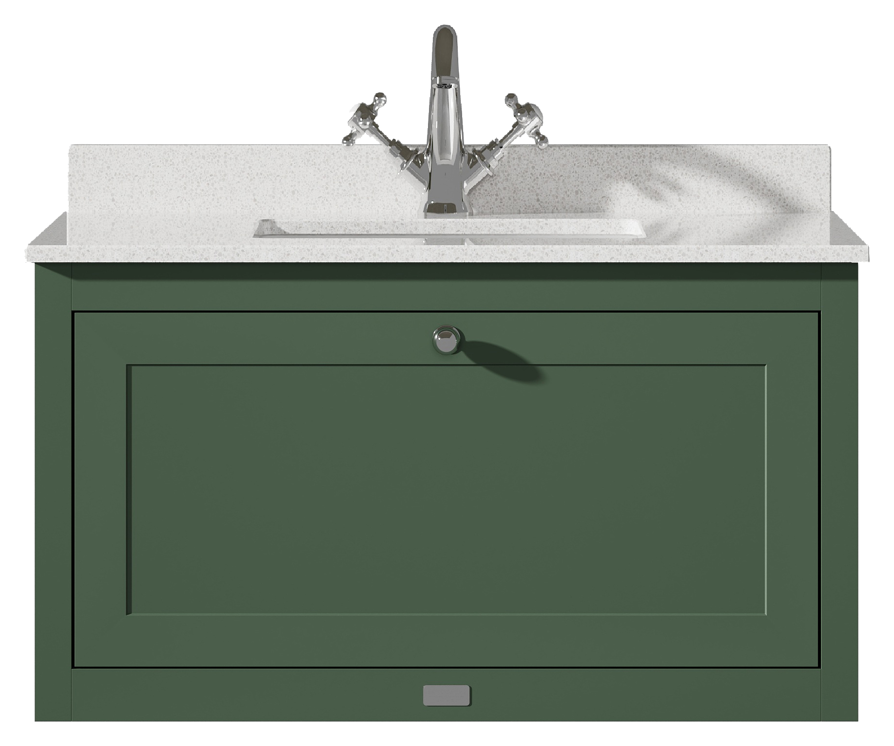 Bayswater Hartleigh Hunter Green Traditional Wall Hung Vanity Unit & 1 Tap Hole White Marble Top Basin - 800mm