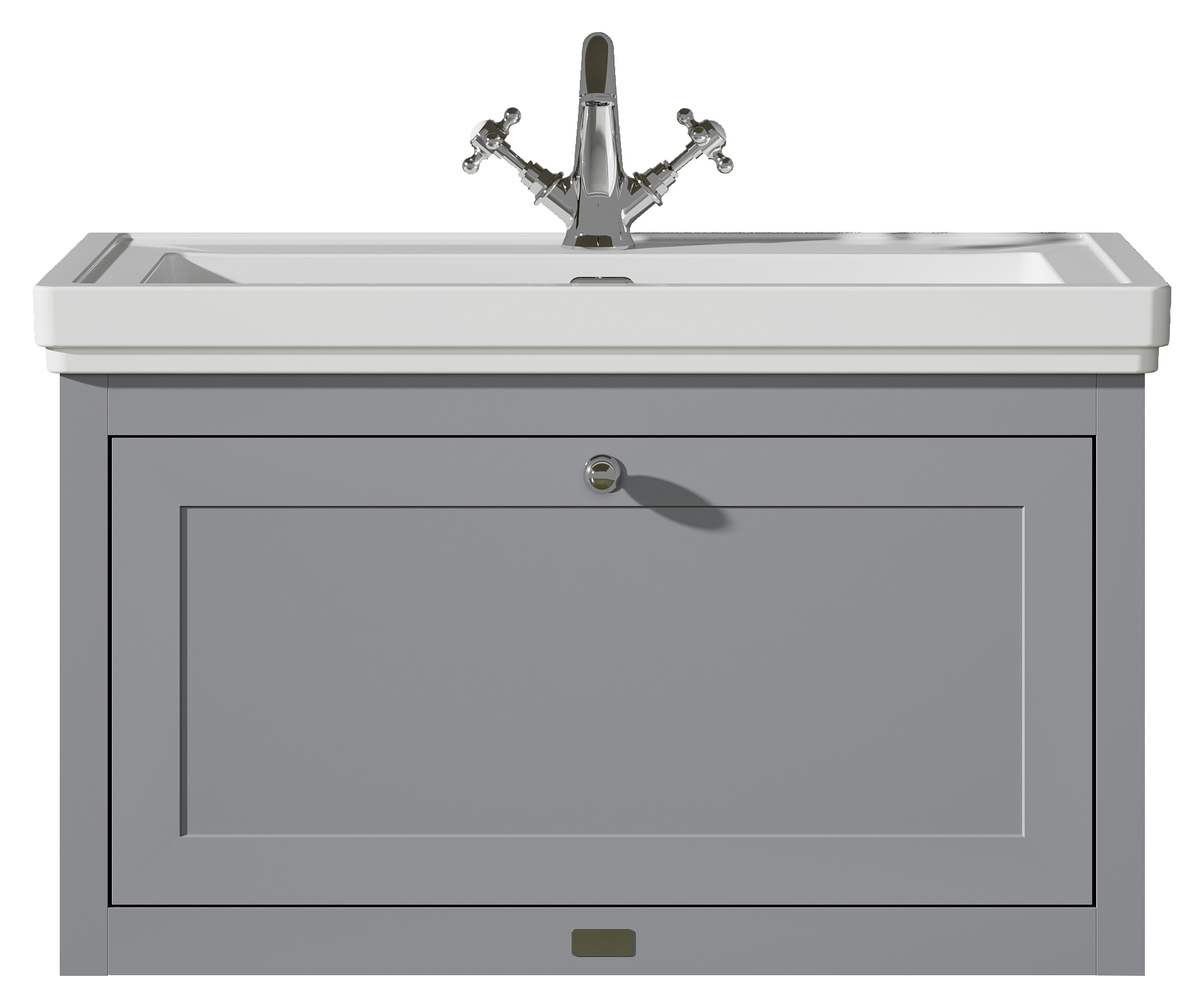 Bayswater Hartleigh Plummett Grey Traditional Wall Hung Vanity Unit & 1 Tap Hole Traditional Recessed Basin - 800mm