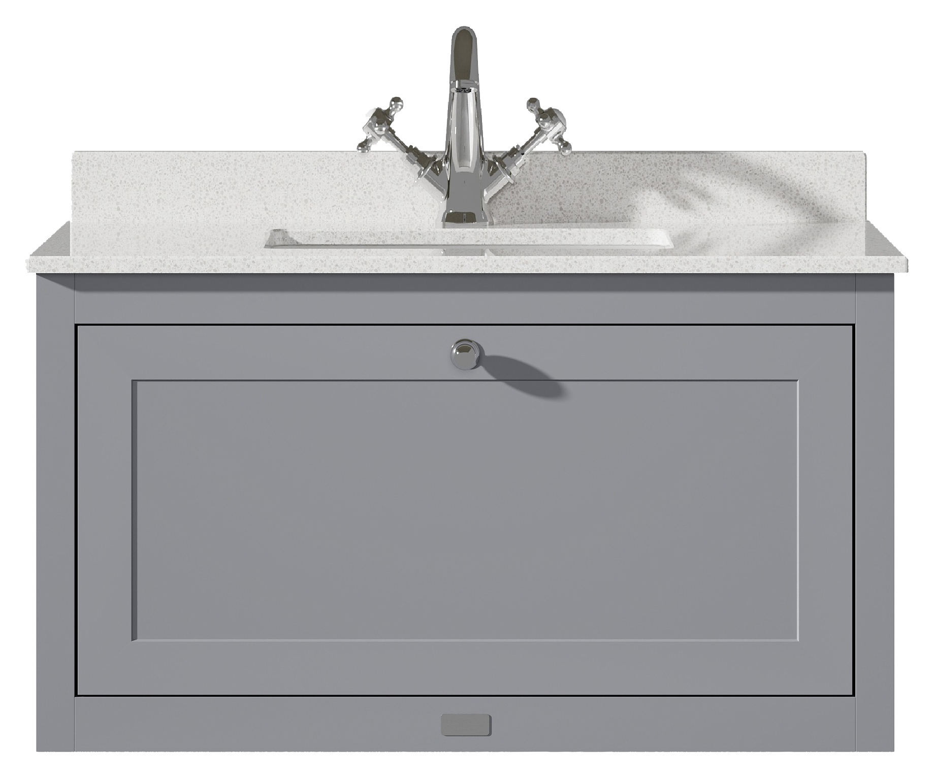 Bayswater Hartleigh Plummett Grey Traditional Wall Hung Vanity Unit & 1 Tap Hole White Marble Top Basin - 800mm