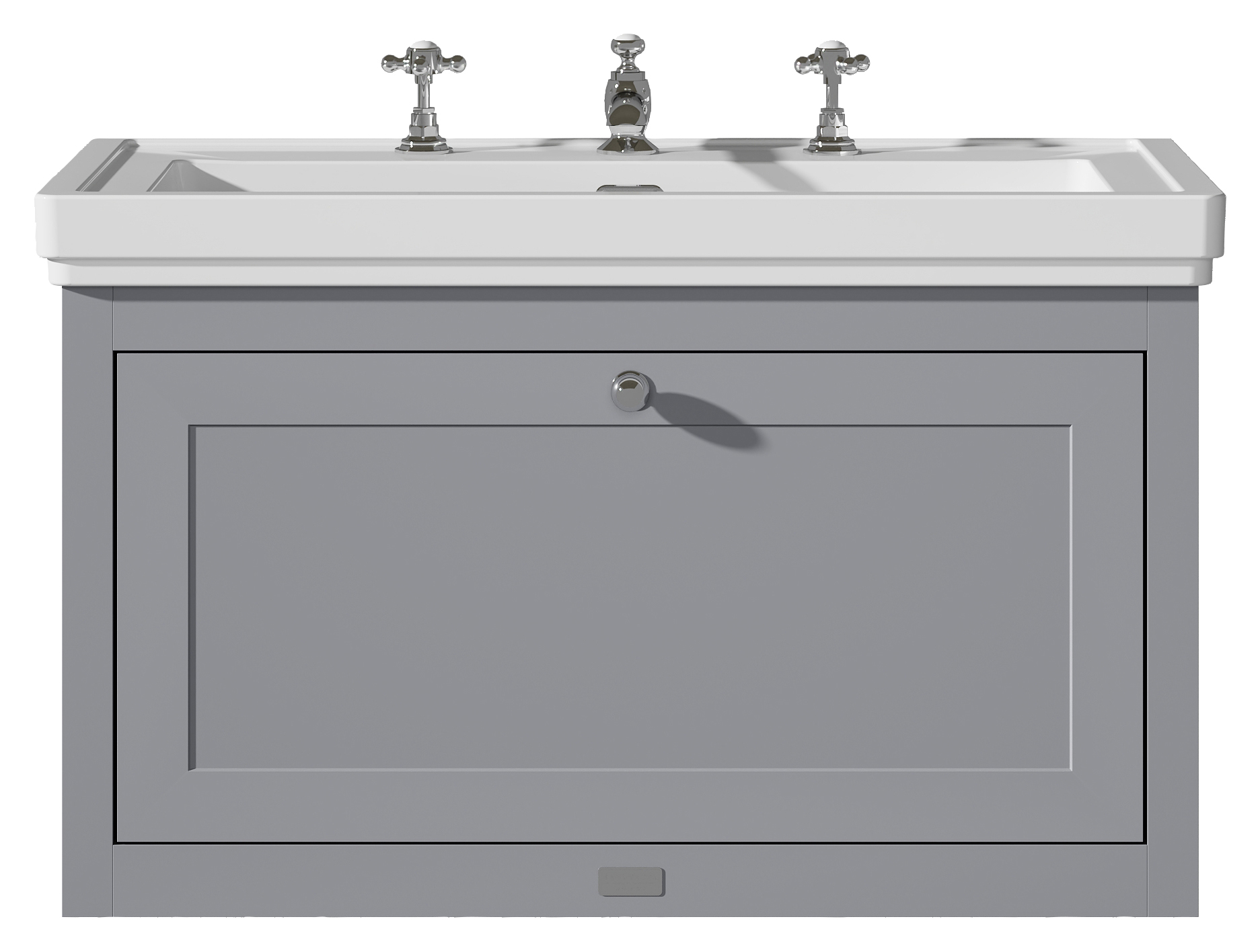 Bayswater Hartleigh Plummett Grey Traditional Wall Hung Vanity Unit & 3 Tap Hole Traditional Recessed Basin - 800mm
