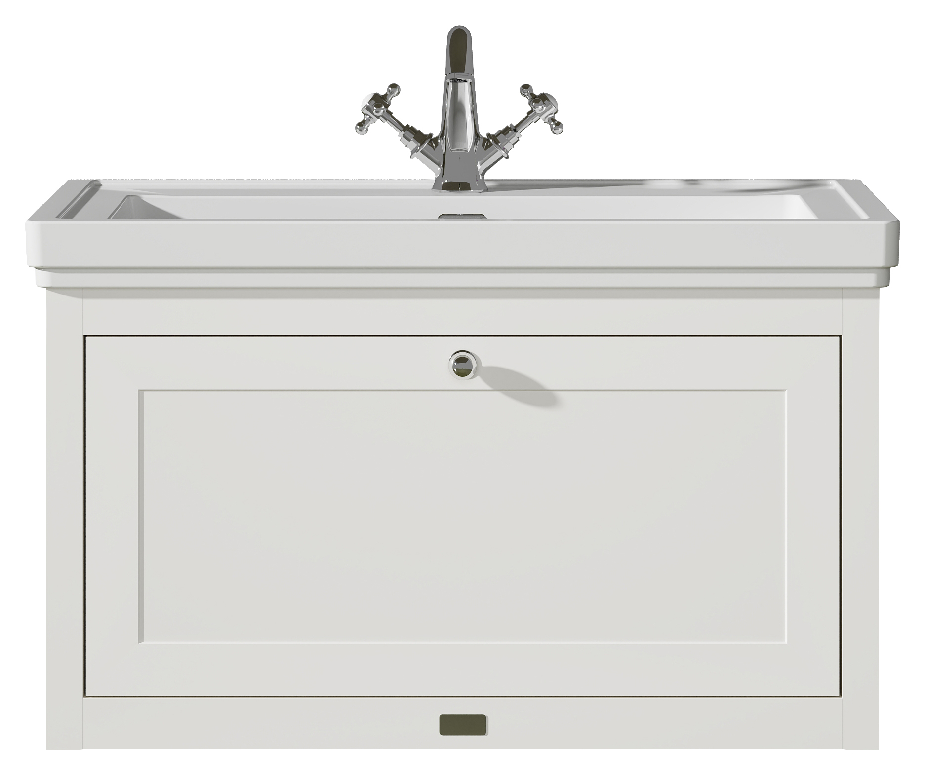 Bayswater Hartleigh Pointing White Traditional Wall Hung Vanity Unit & 1 Tap Hole Traditional Recessed Basin - 800mm