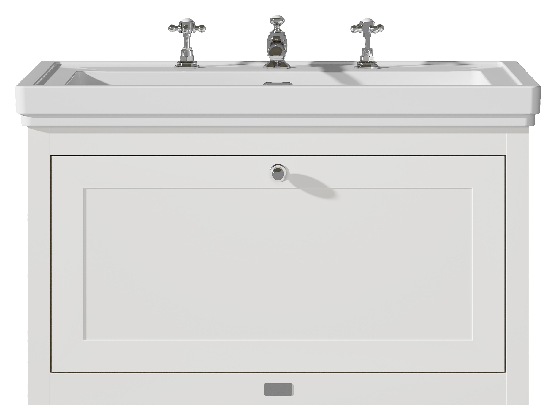Bayswater Hartleigh Pointing White Traditional Wall Hung Vanity Unit & 3 Tap Hole Traditional Recessed Basin - 800mm