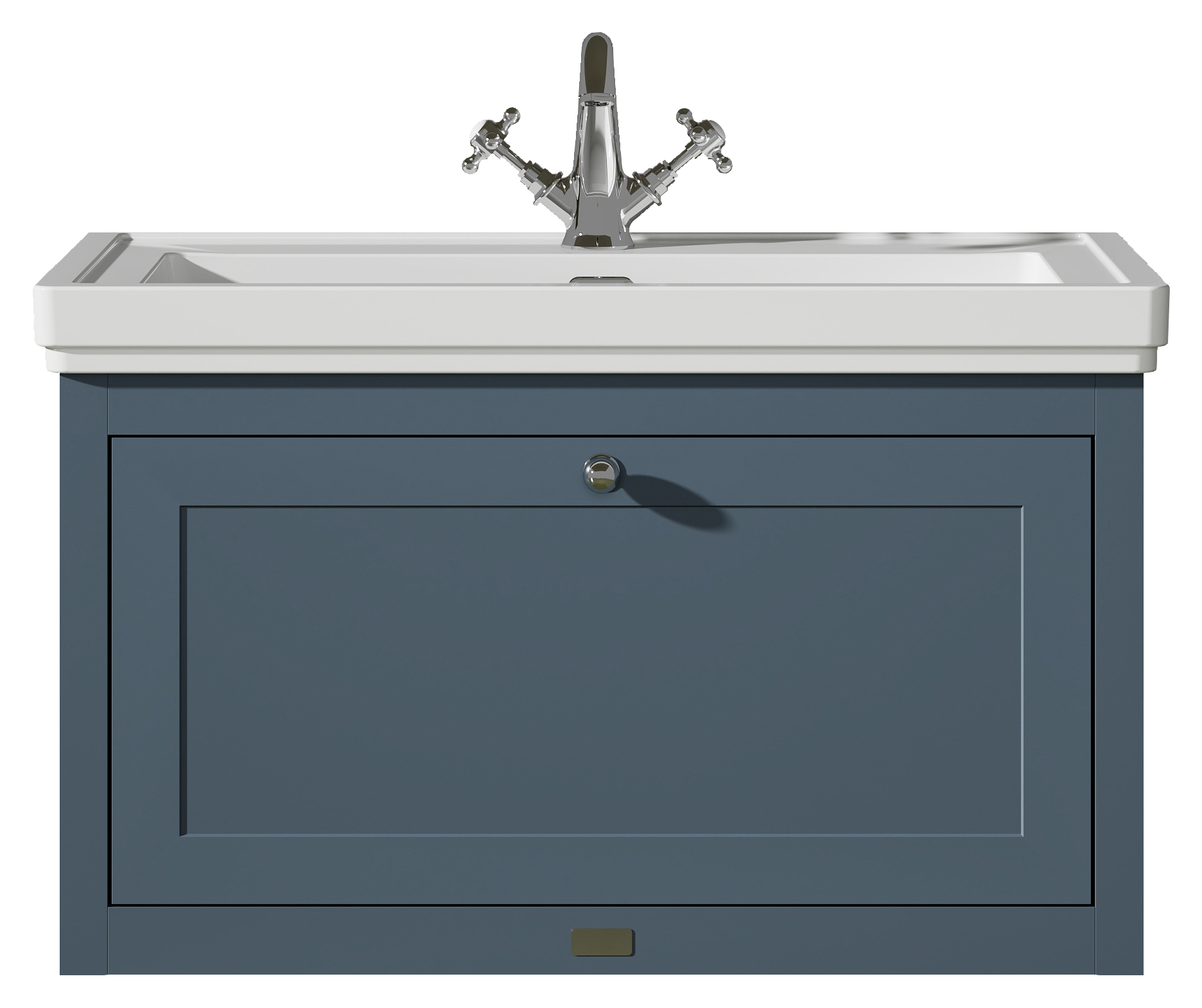 Bayswater Hartleigh Stiffkey Blue Traditional Wall Hung Vanity Unit & 1 Tap Hole Traditional Recessed Basin - 800mm