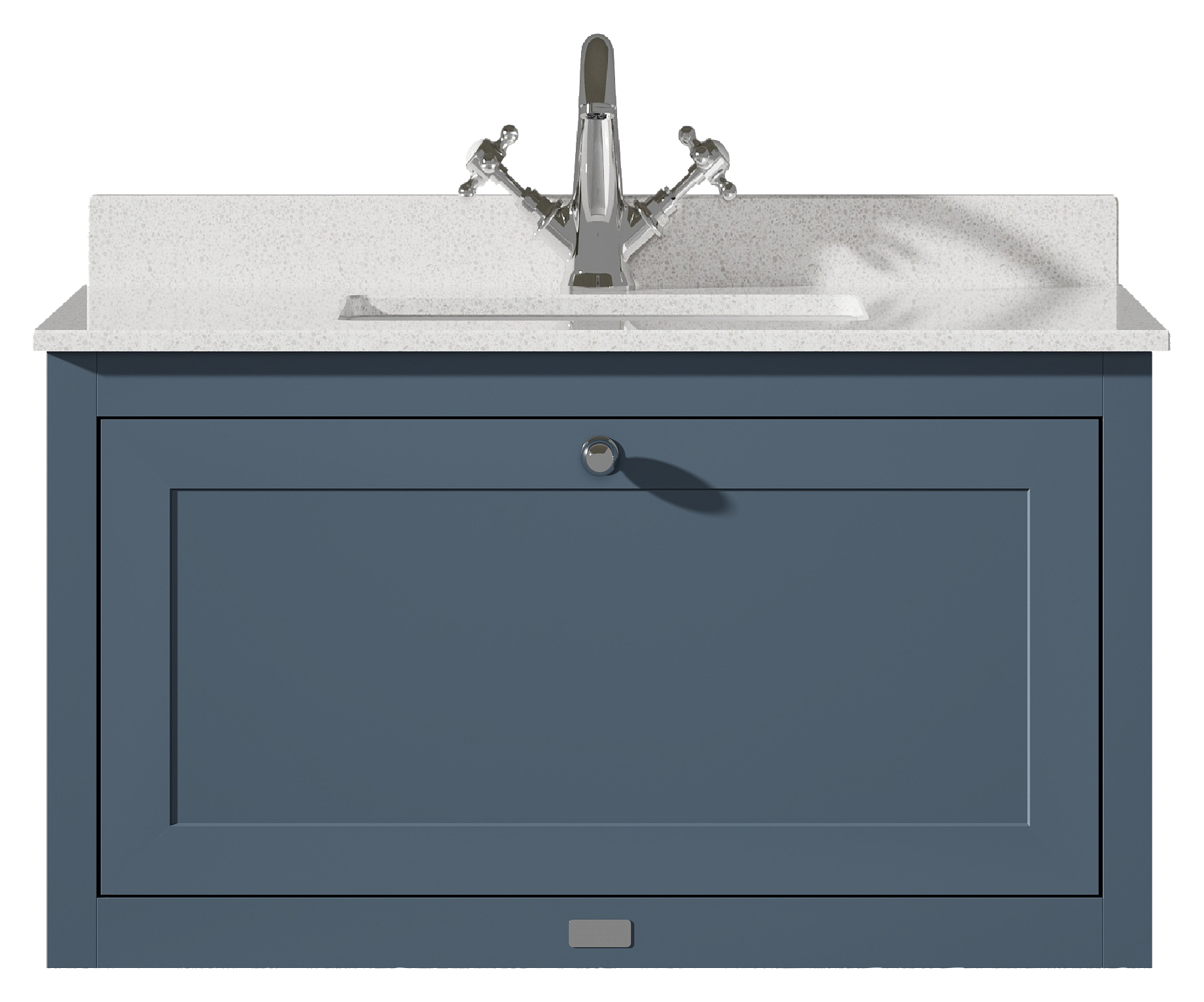 Bayswater Hartleigh Stiffkey Blue Traditional Wall Hung Vanity Unit & 1 Tap Hole White Marble Top Basin - 800mm