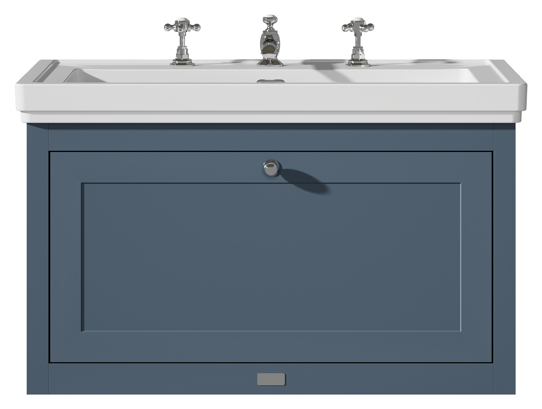 Bayswater Hartleigh Stiffkey Blue Traditional Wall Hung Vanity Unit & 3 Tap Hole Traditional Recessed Basin - 800mm