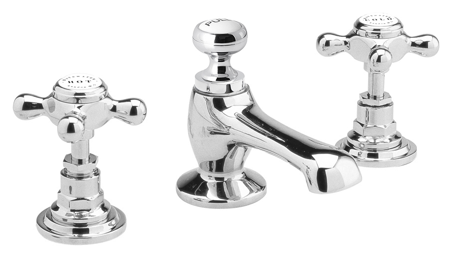 Bayswater Crosshead 3 Hole Deck Mounted Basin Mixer Tap - Chrome