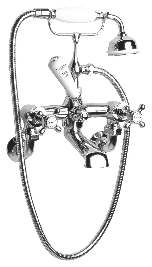 Bayswater Crosshead Wall Mounted Bath Shower Mixer - Chrome