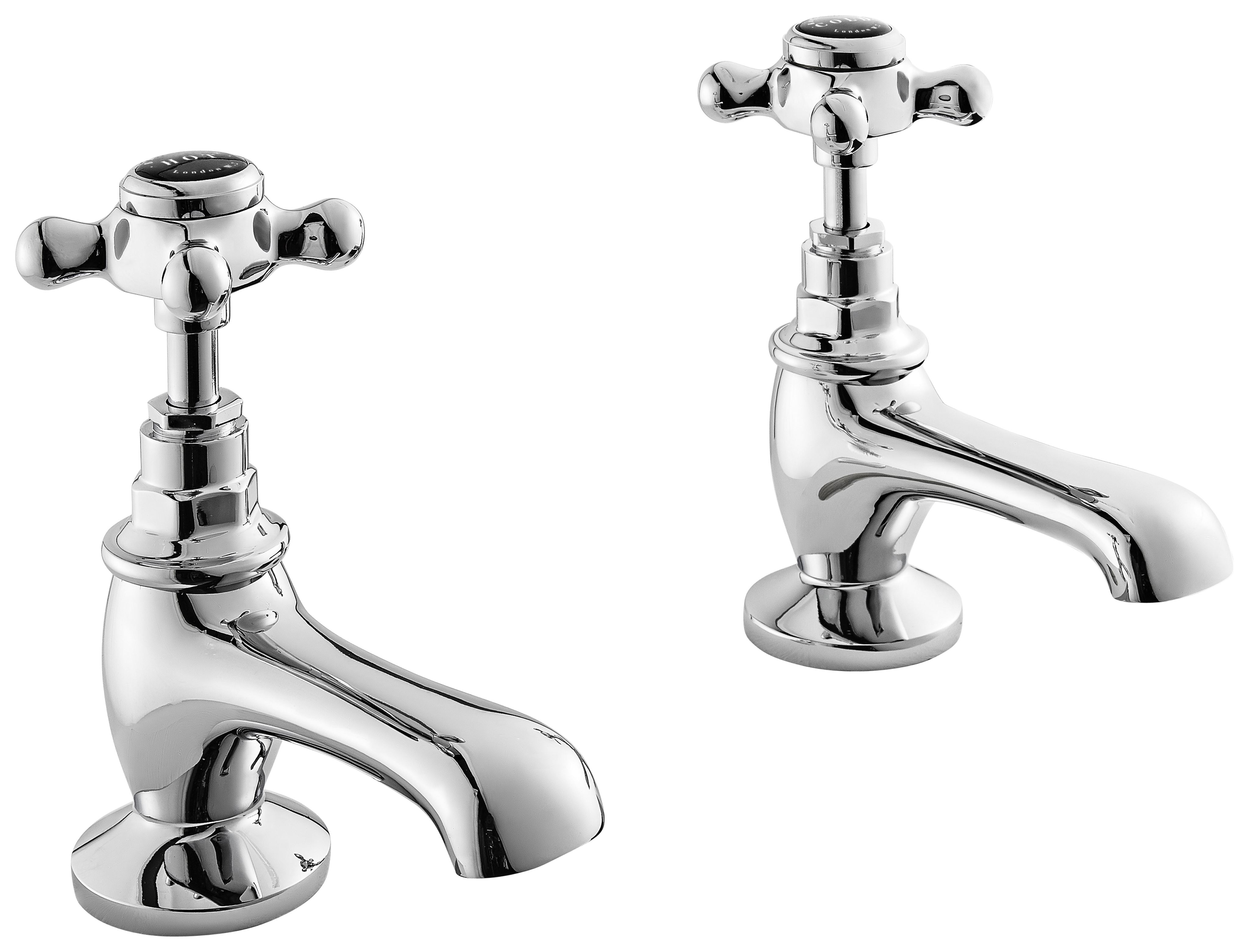 Bayswater Hex Pair of Basin Taps - Chrome