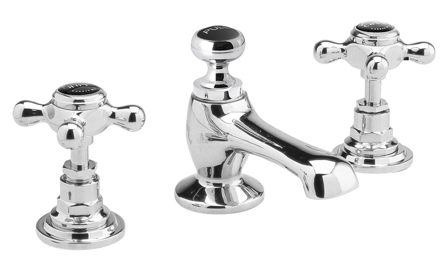 Bayswater Hex 3 Hole Deck Mounted Basin Mixer Tap - Chrome