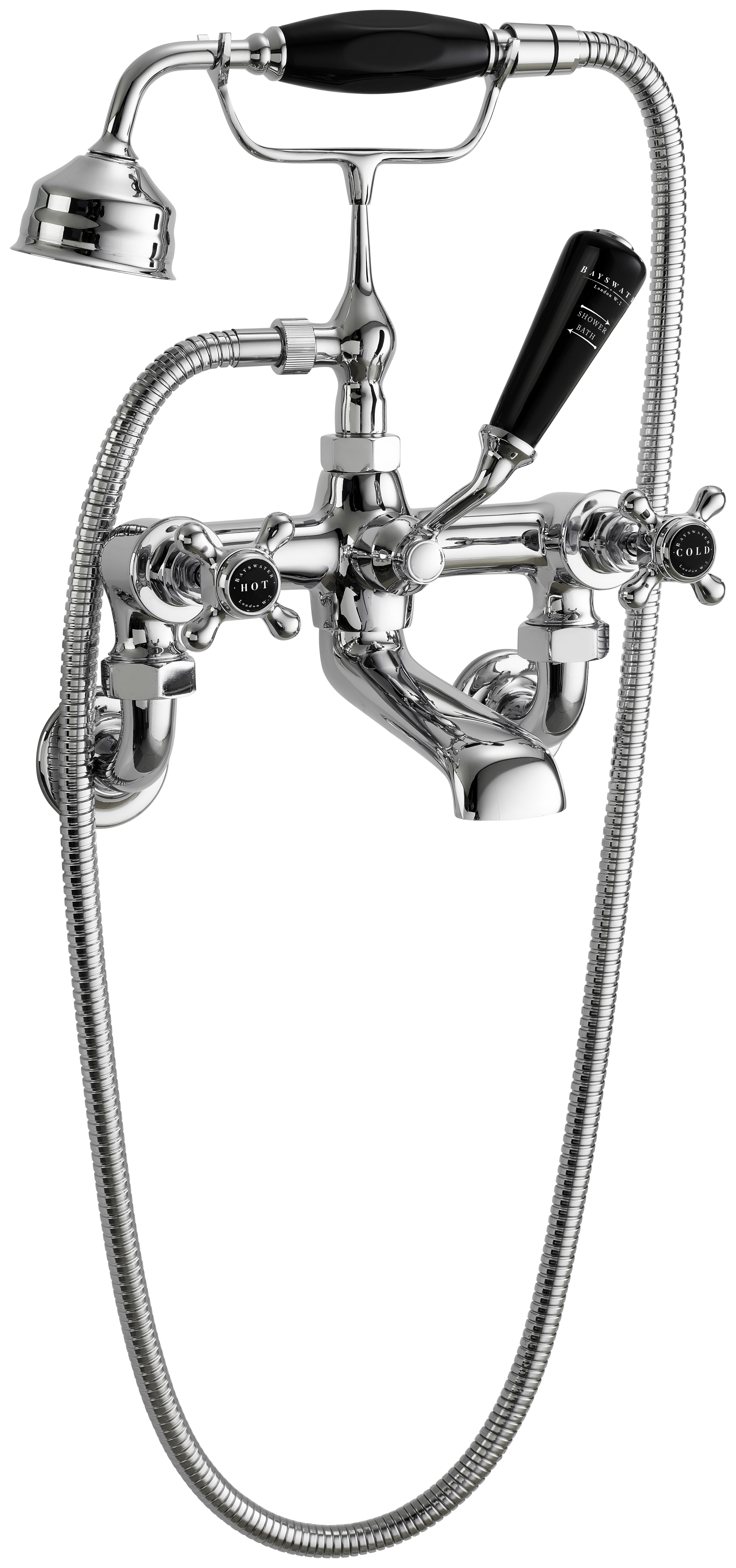 Bayswater Hex Wall Mounted Bath Shower Mixer - Chrome