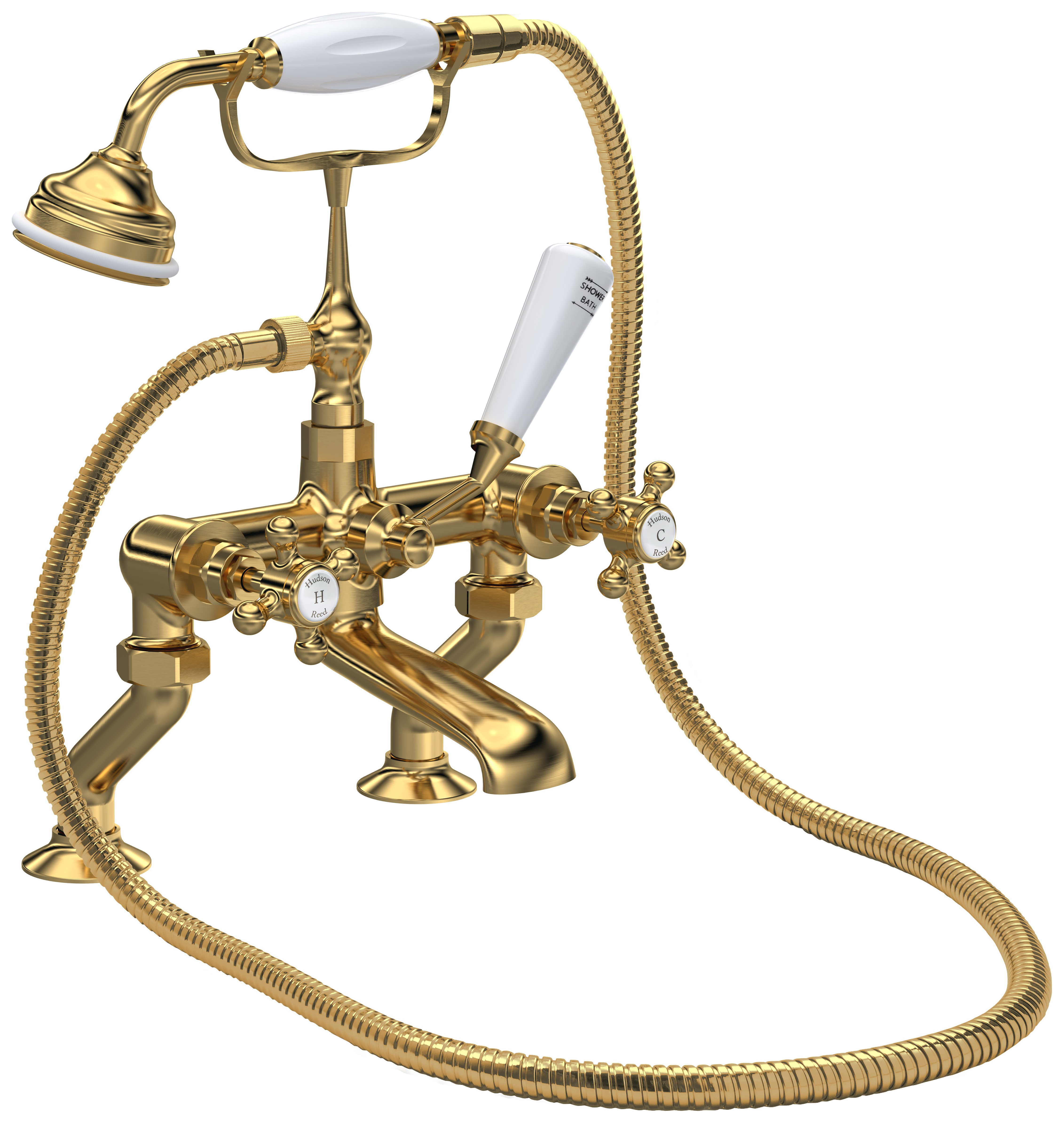 Bayswater Hex Bath Shower Mixer Tap - Brushed Brass