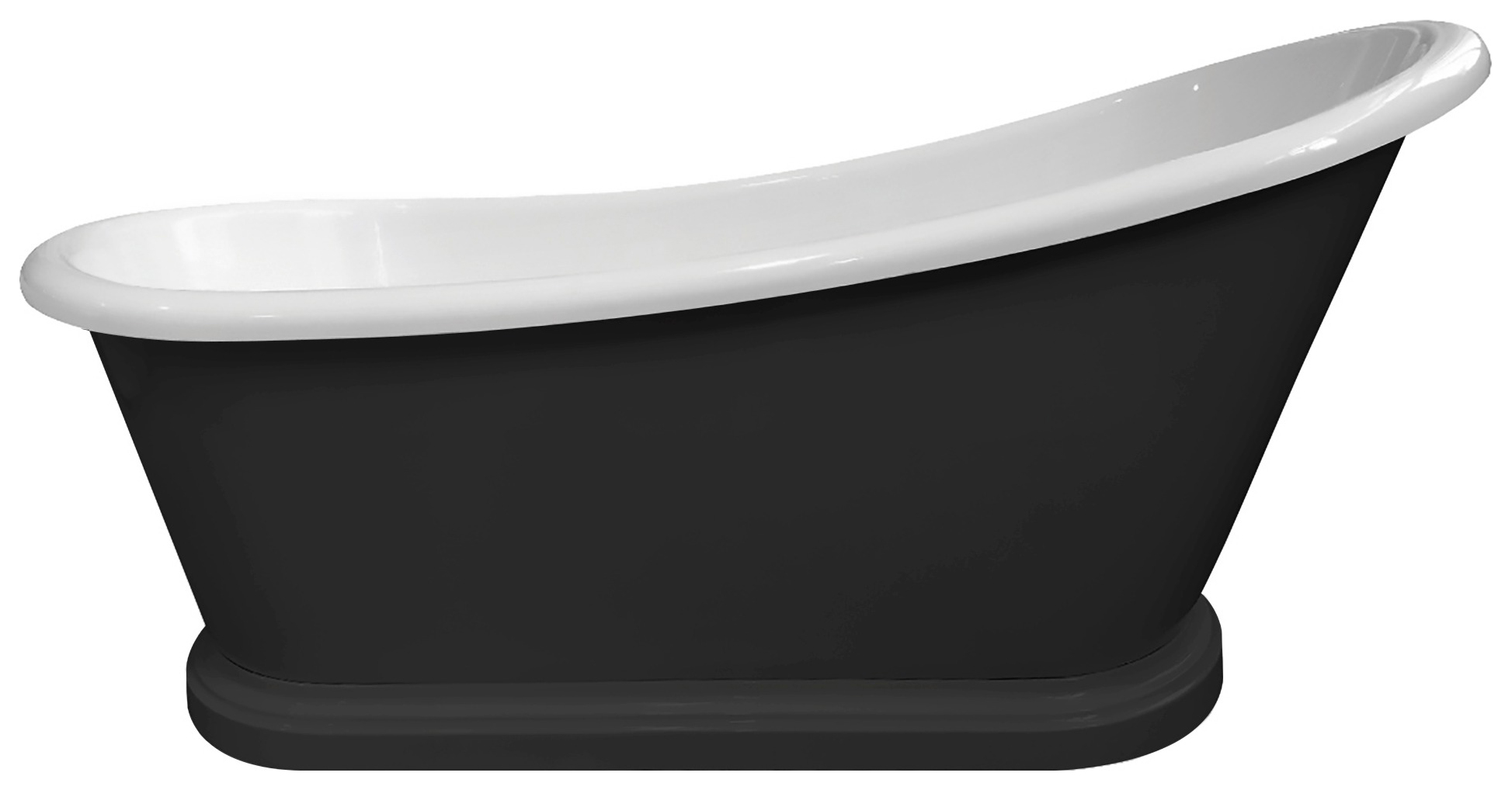 Bayswater Matt Black Slipper Freestanding Painted Boat Bath - 1690 x 740mm