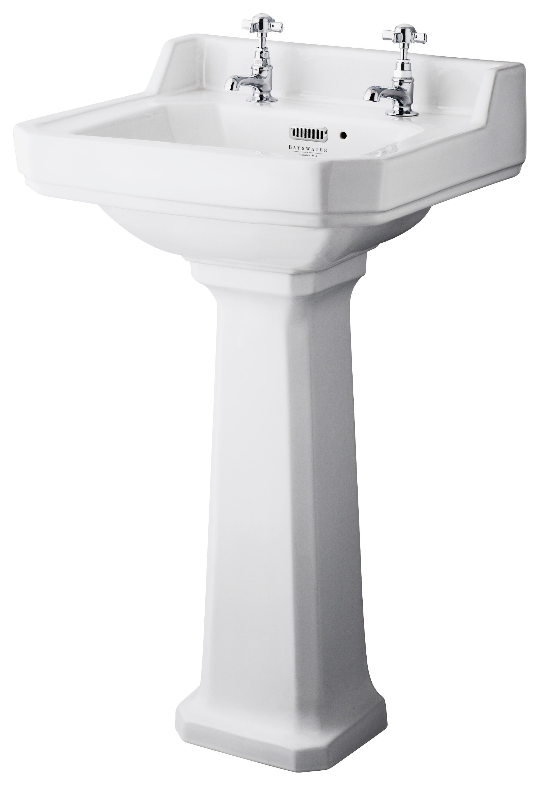 Bayswater Fitzroy Traditional 2 Tap Hole Basin with Comfort Height Full Pedestal - 500mm