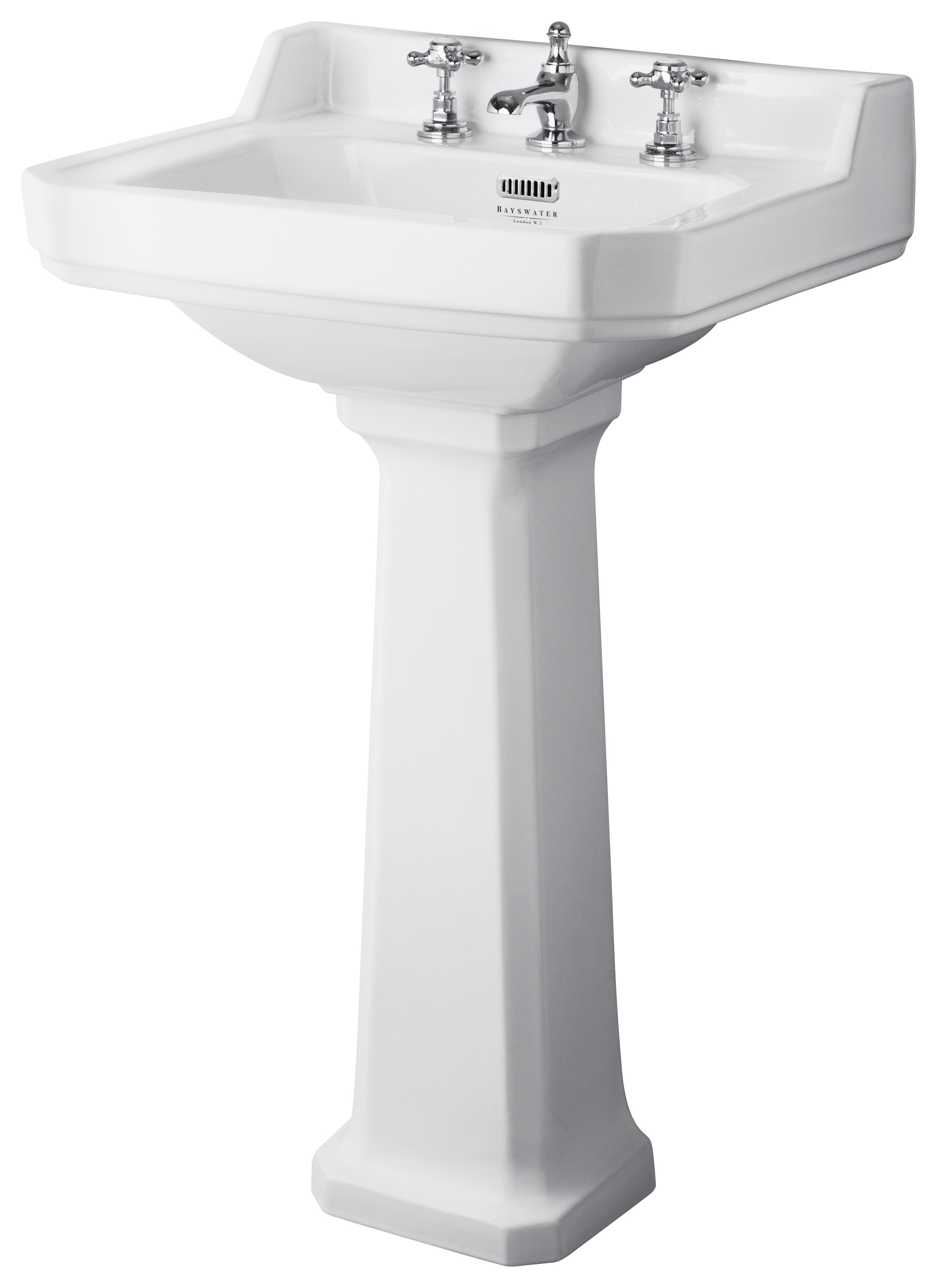 Bayswater Fitzroy Traditional 3 Tap Hole Basin with Full Pedestal - 560mm