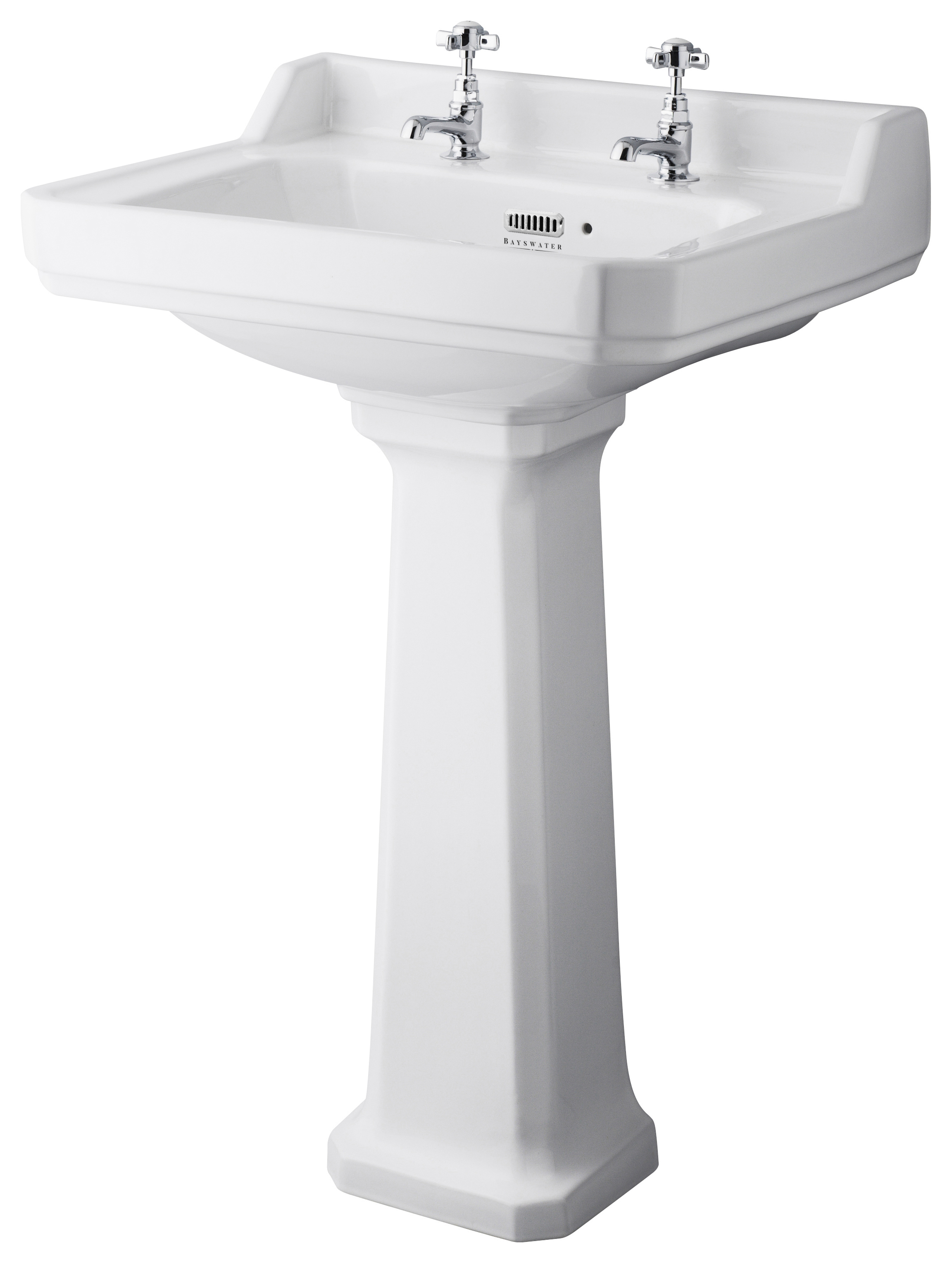 Bayswater Fitzroy Traditional 2 Tap Hole Basin with Full Pedestal - 595mm